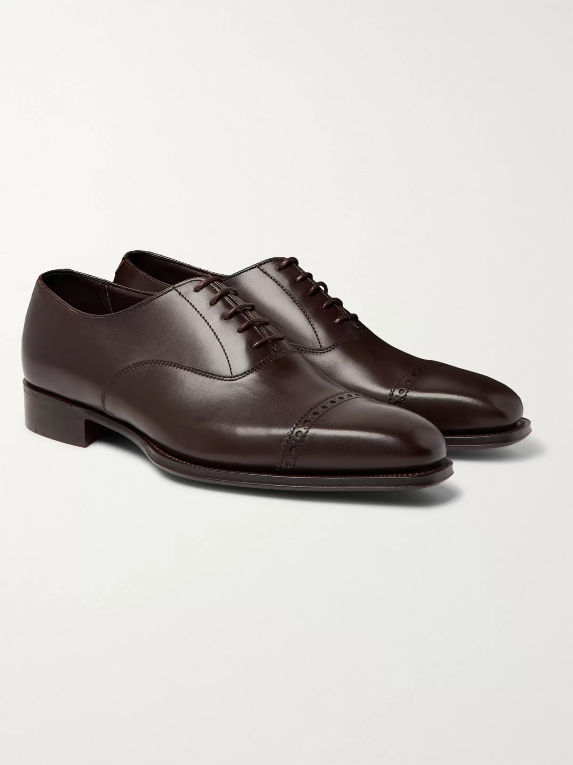 Kingsman George Cleverley Leather Oxford Shoes In Brown