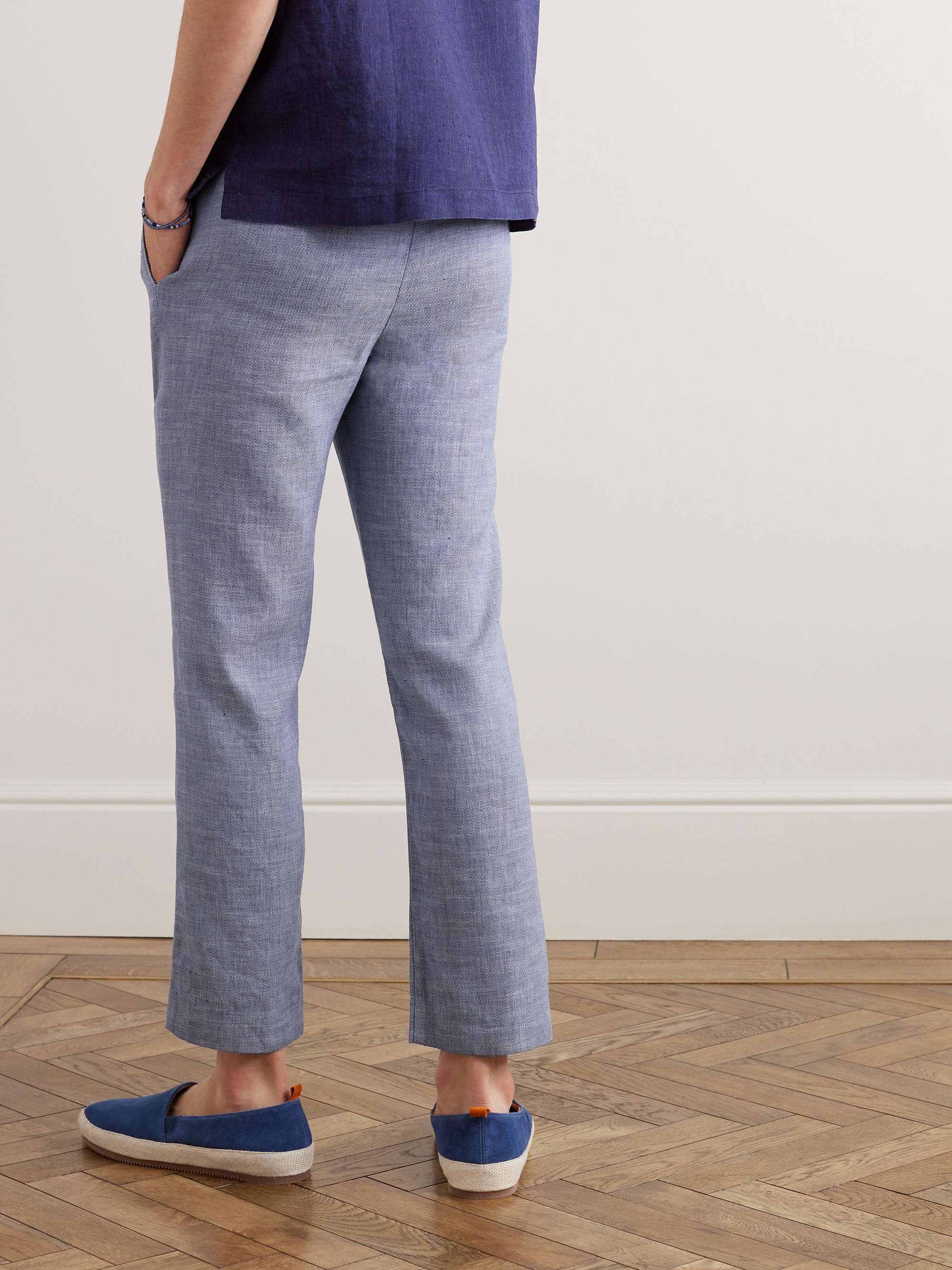 FRESCOBOL CARIOCA Oscar Straight-Leg Linen and Cotton-Blend Drawstring Trousers