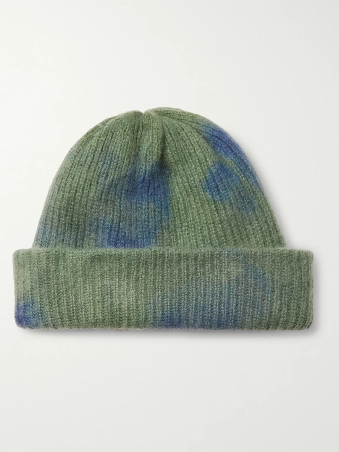 The Elder Statesman Ribbed Tie-dyed Cashmere Beanie In Blue