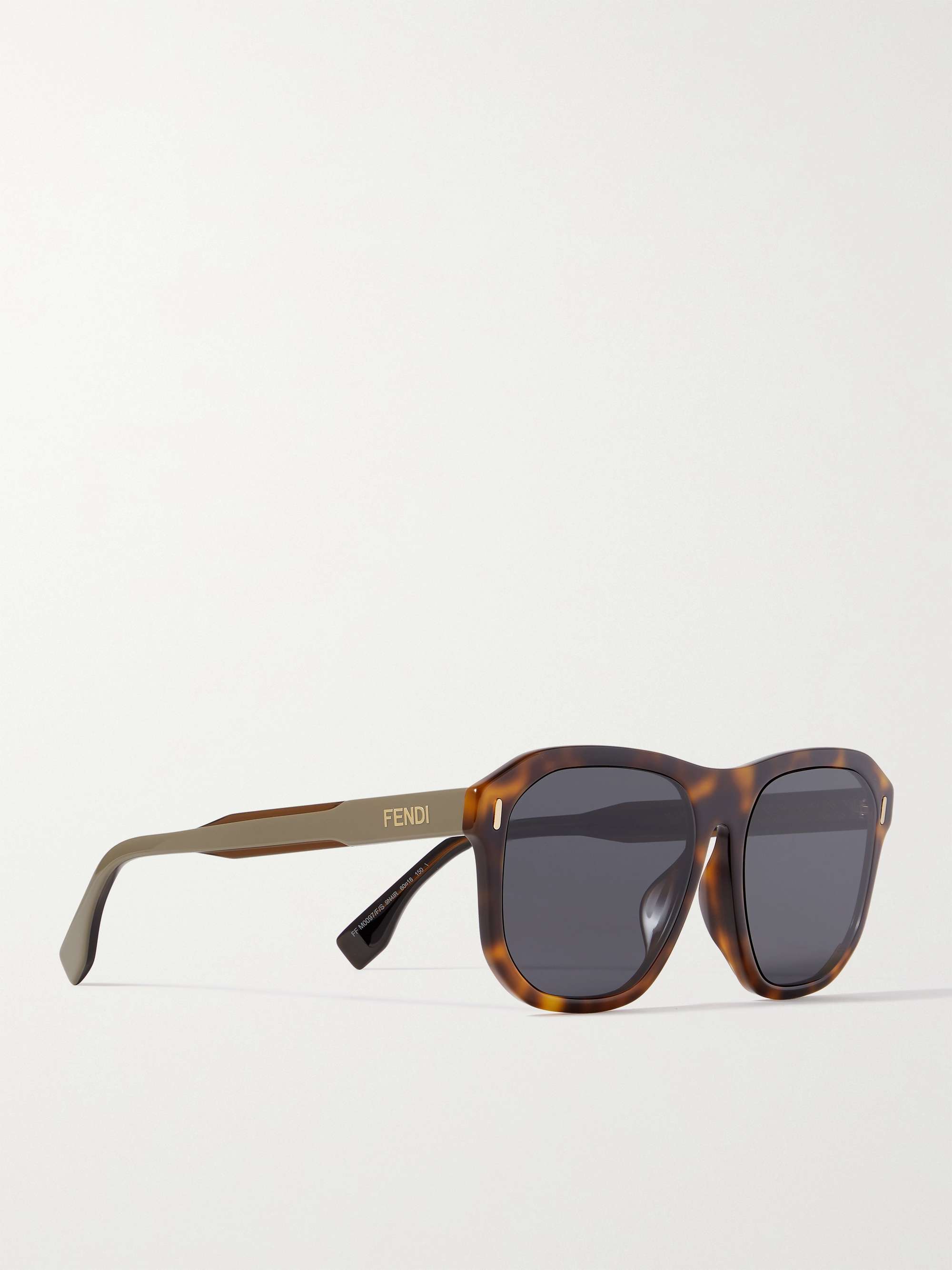 FENDI Caravan Aviator-Style Tortoiseshell Acetate Sunglasses