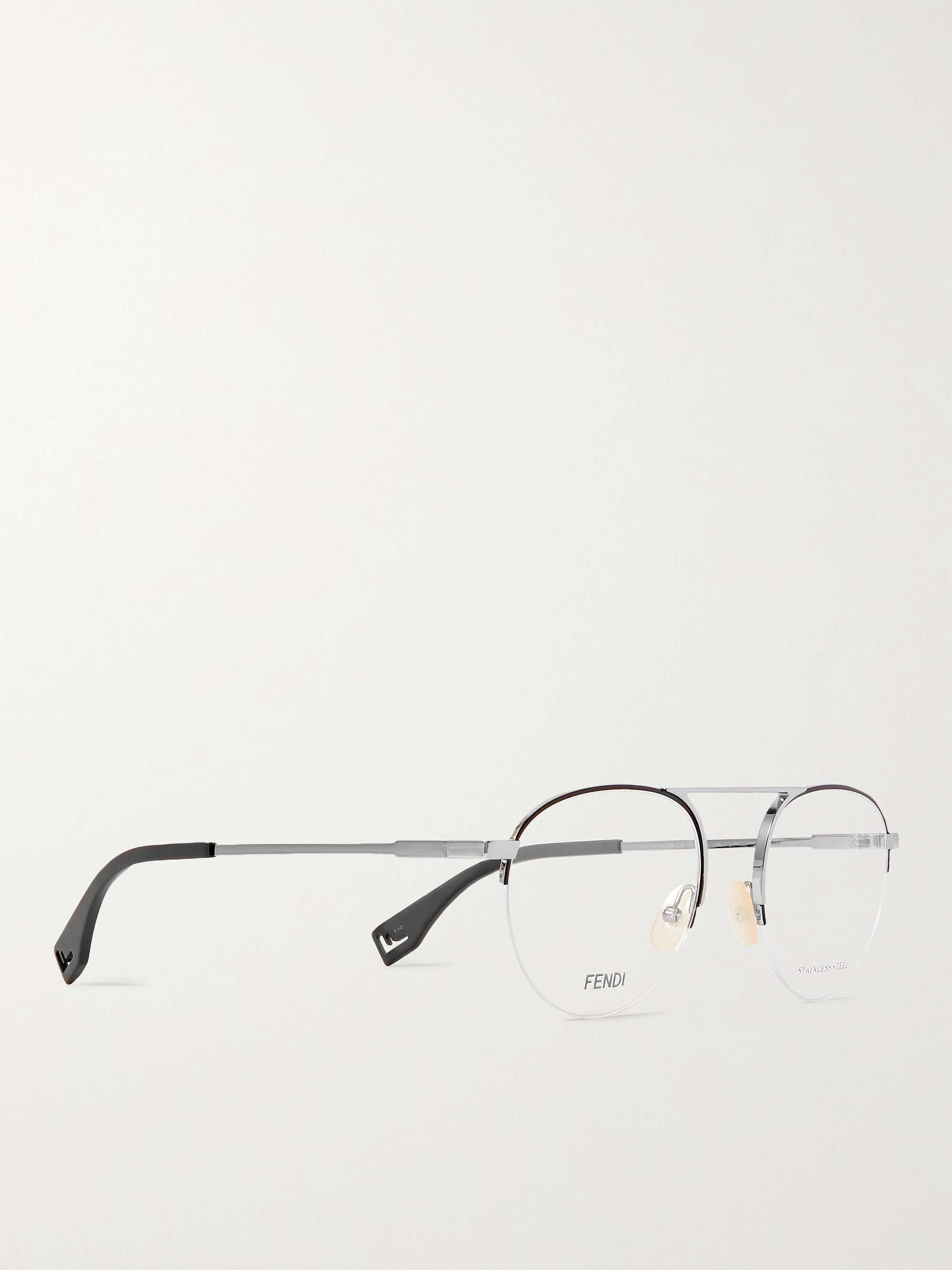 FENDI Round-Frame Silver-Tone Optical Glasses