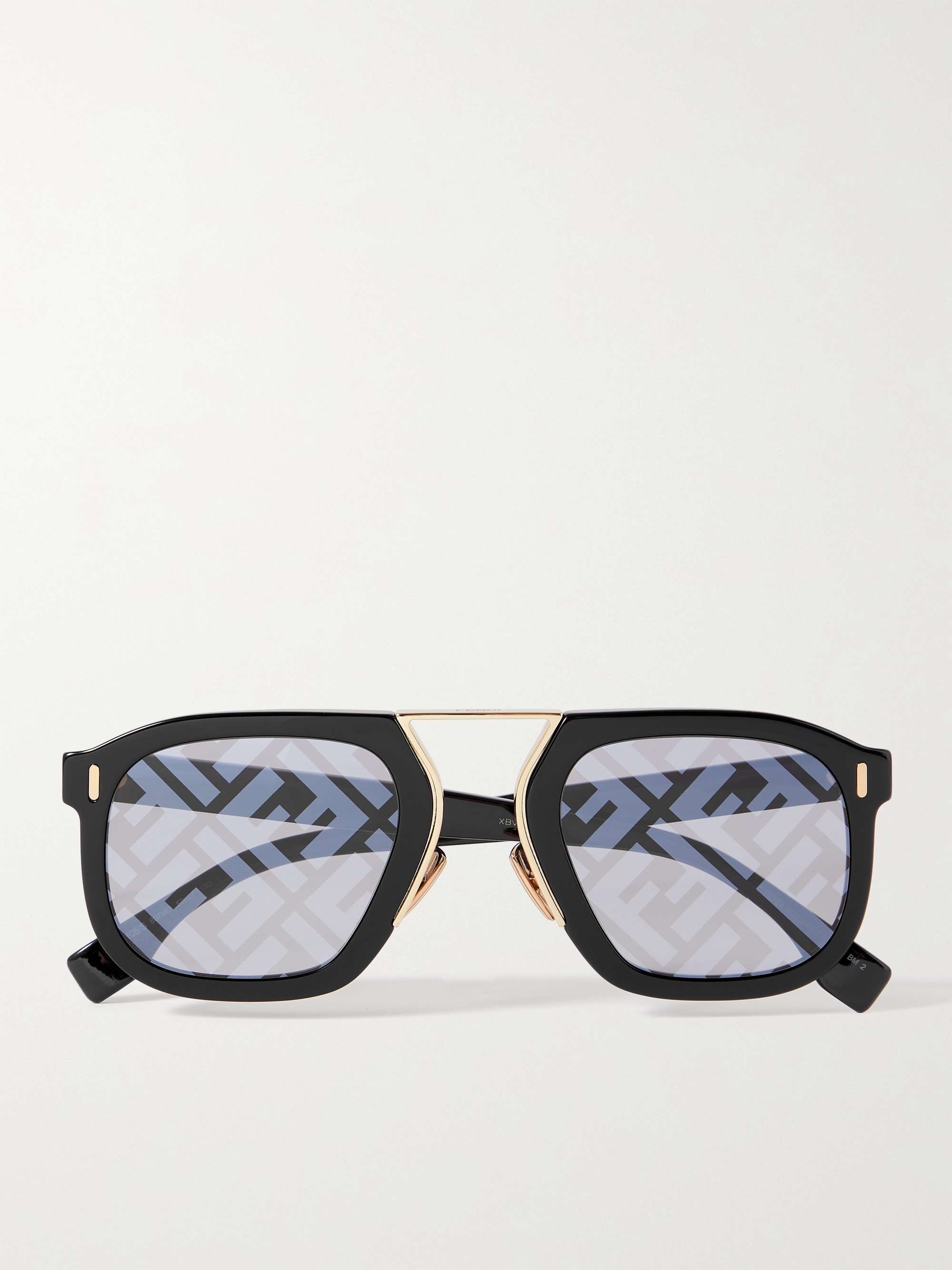 FENDI Square-Frame Acetate and Silver-Tone Sunglasses