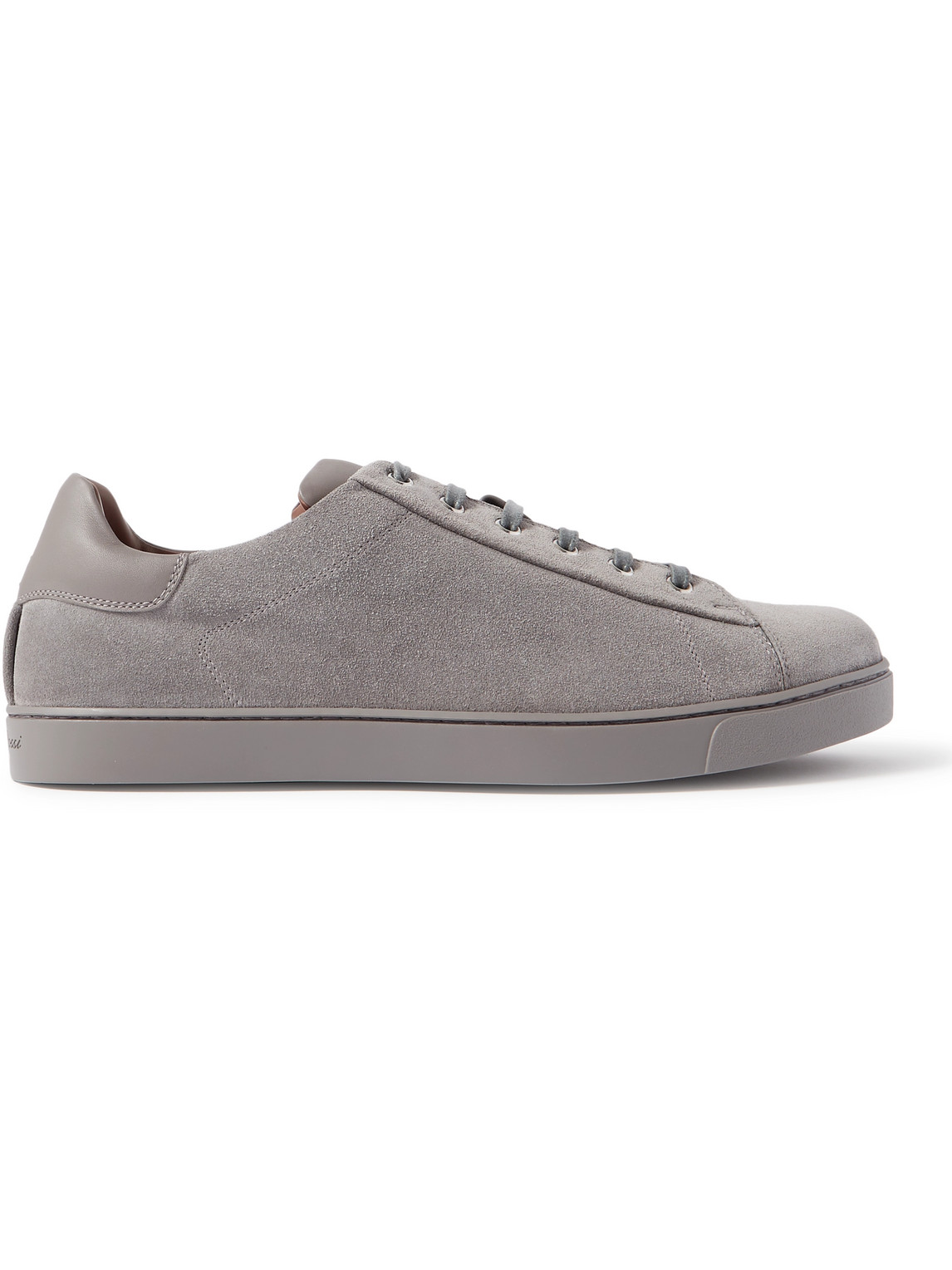 GIANVITO ROSSI LEATHER-TRIMMED SUEDE SNEAKERS