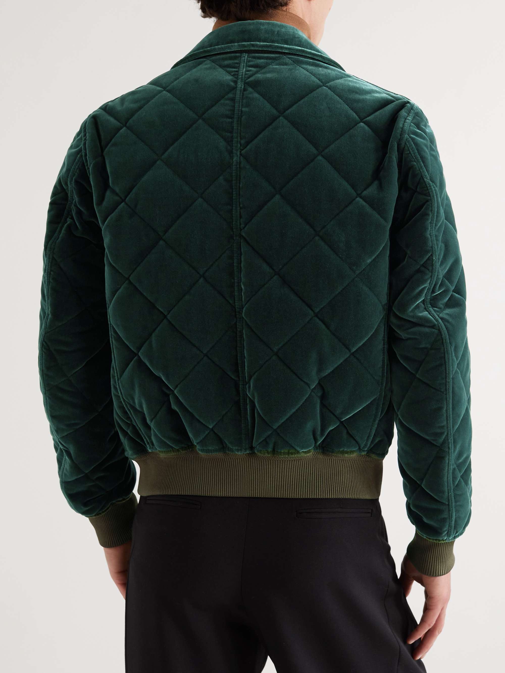 TOM FORD Leather-Trimmed Quilted Cotton-Velvet Blouson Jacket