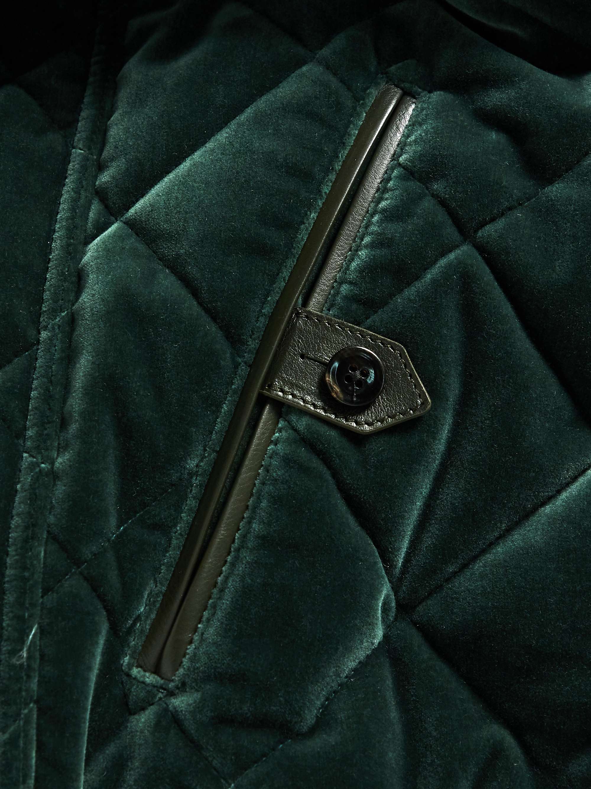 TOM FORD Leather-Trimmed Quilted Cotton-Velvet Blouson Jacket