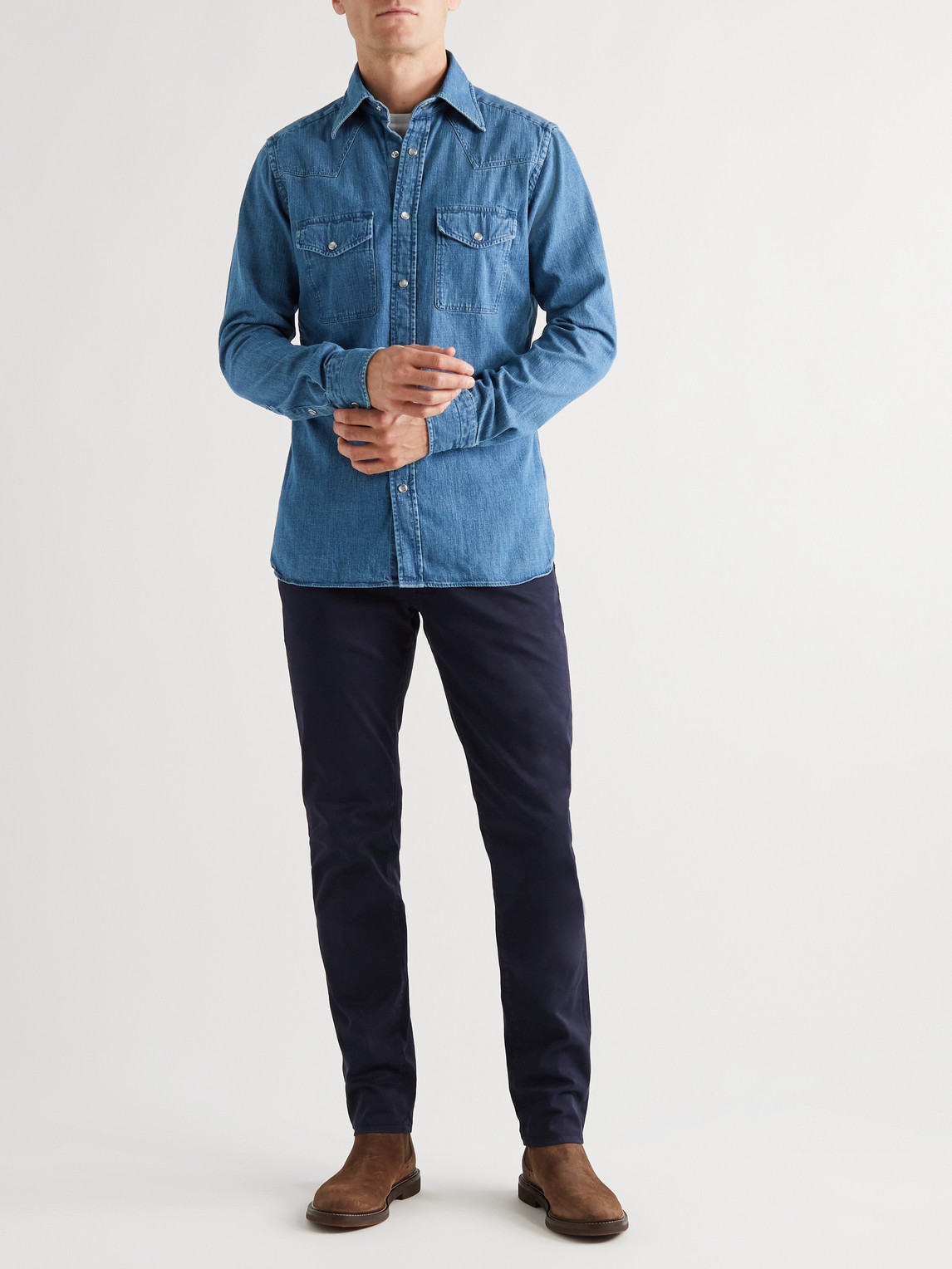 Tom Ford Slim-fit Western Denim Shirt In Blue | ModeSens