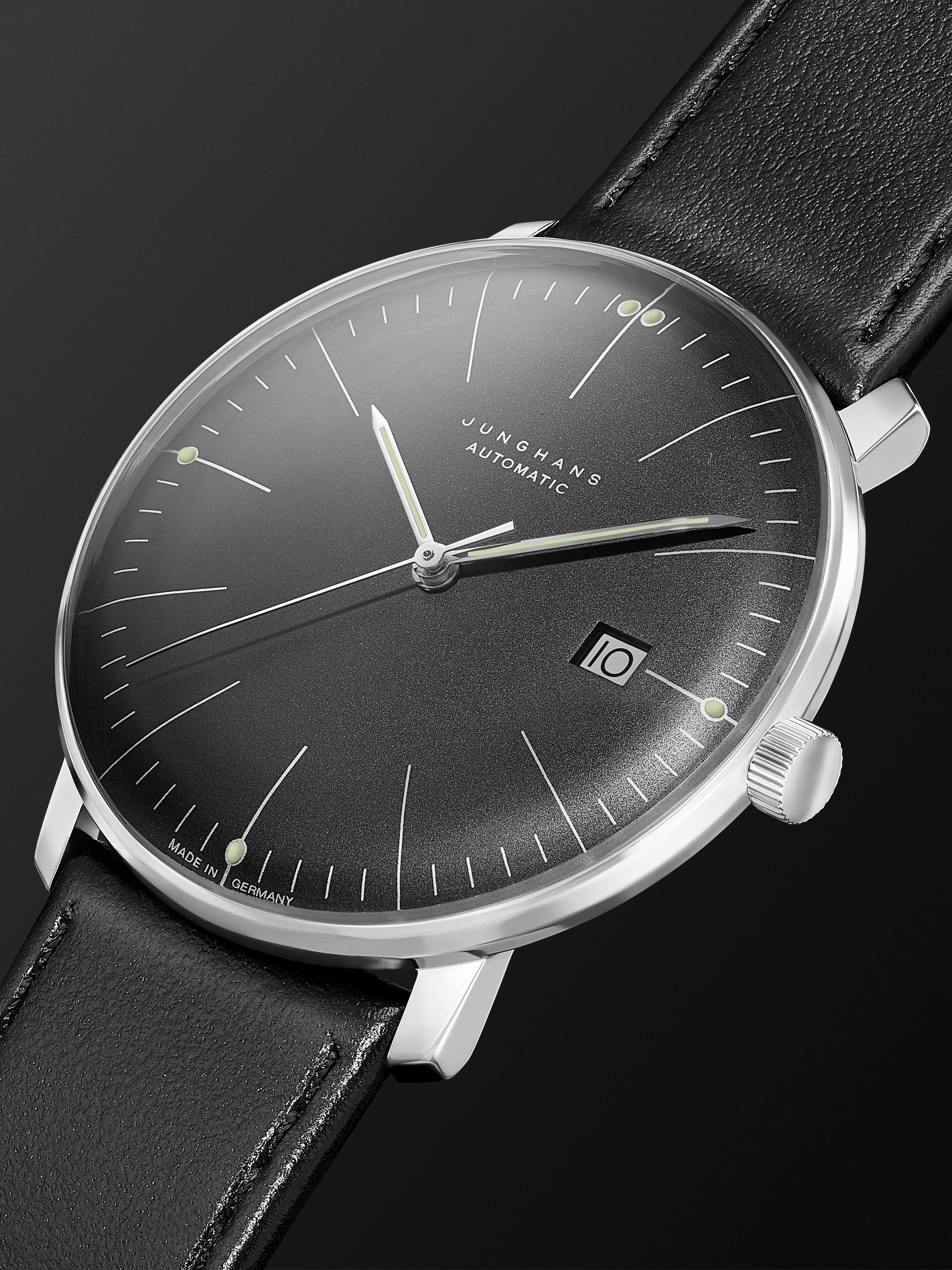 JUNGHANS Max Bill Automatic 38mm Stainless Steel and Leather Watch, Ref. No. 027/4701.02