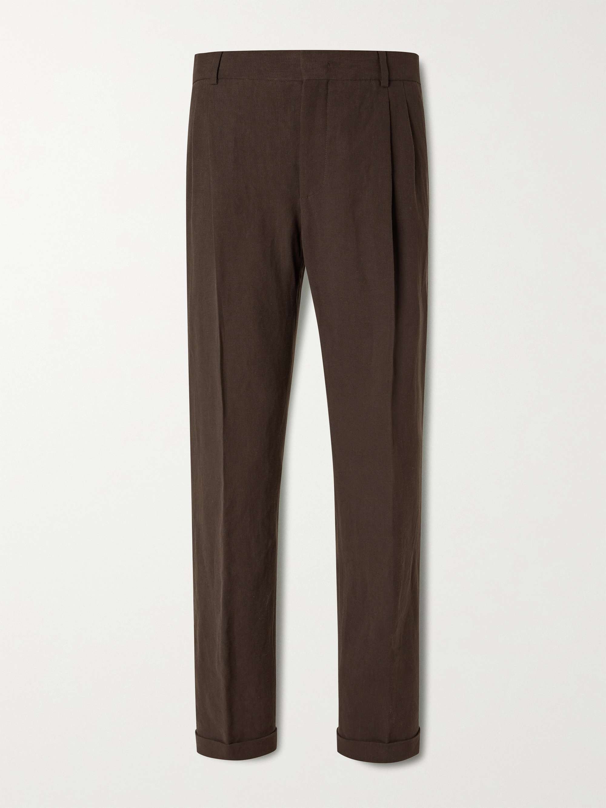 LORO PIANA Slim-Fit Tapered Pleated Linen Suit Trousers