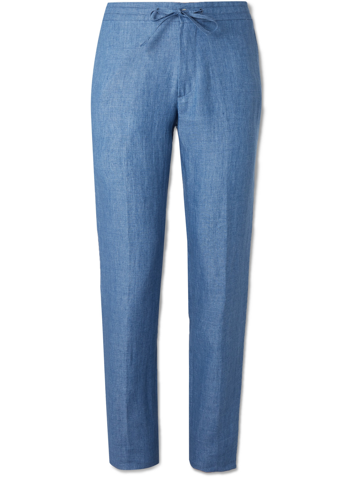 Slim-Fit Linen Drawstring Trousers