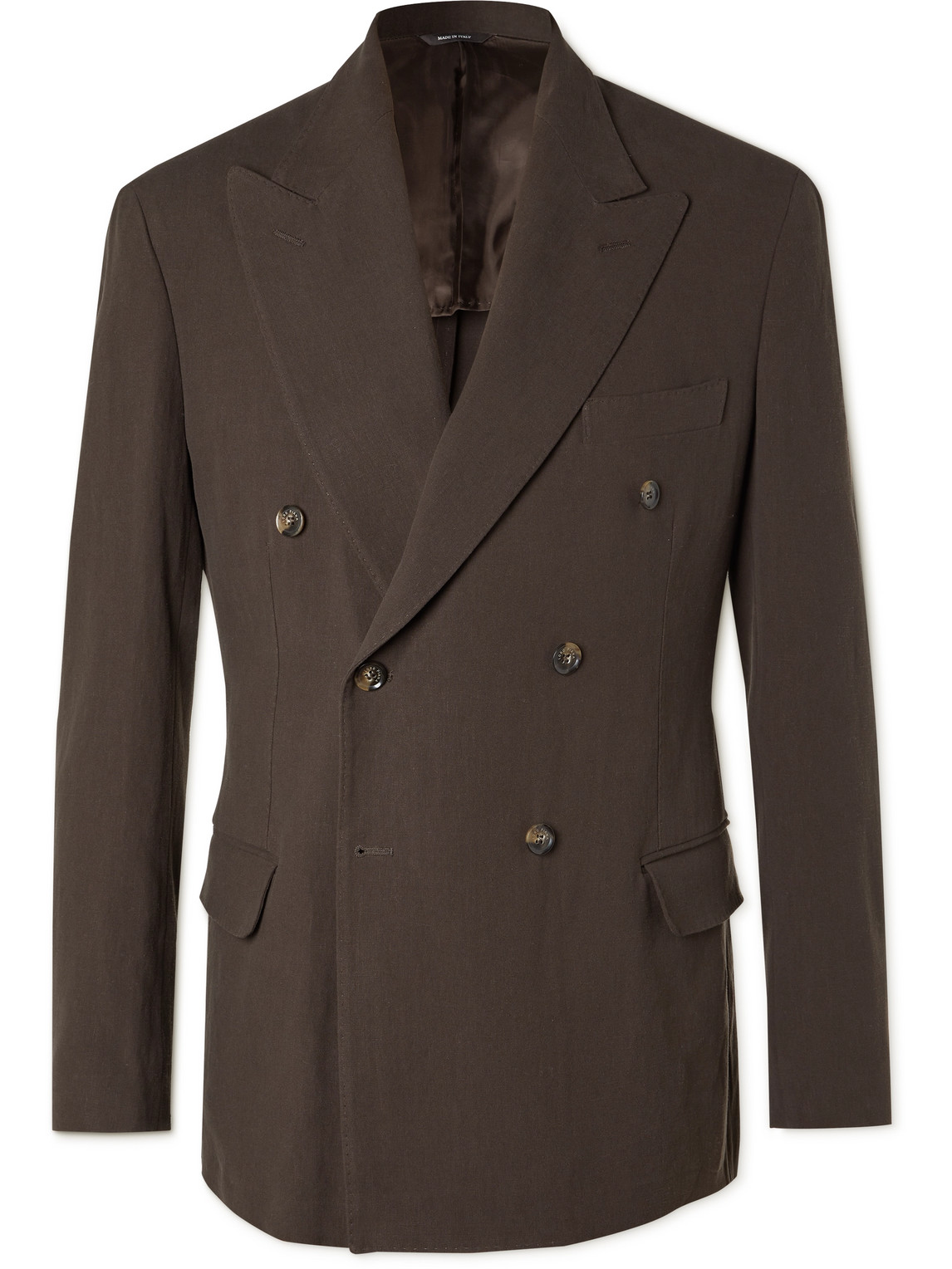 Double-Breasted Rain System Linen Suit Jacket