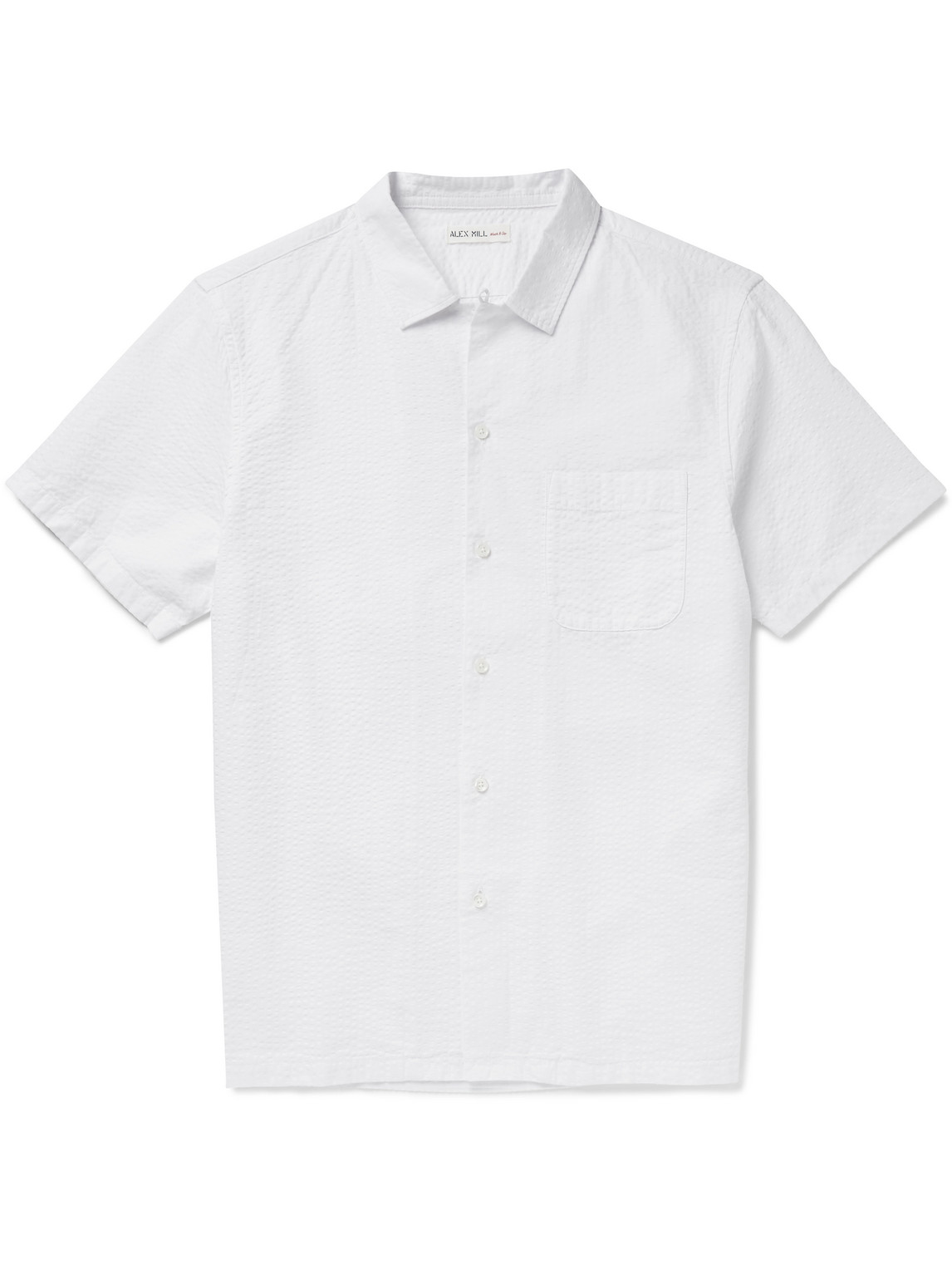 Alex Mill Convertible-collar Cotton-seersucker Shirt In White