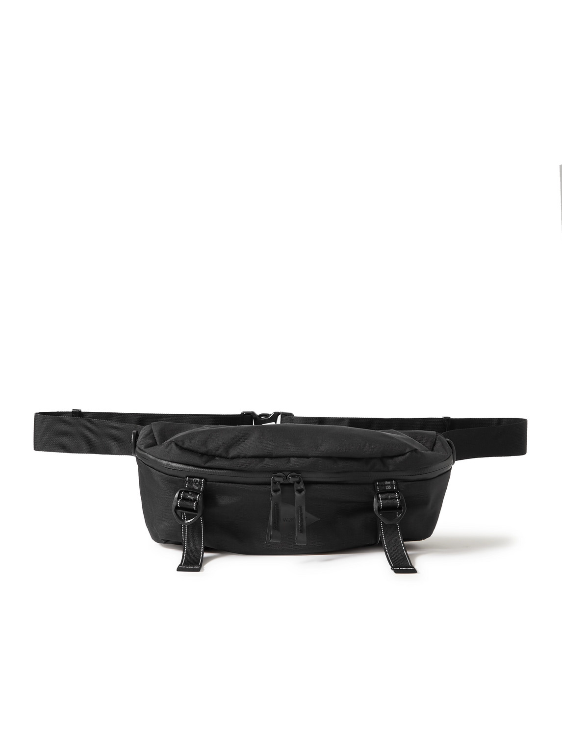 And Wander Heather Logo-print Shell Belt Bag In Black