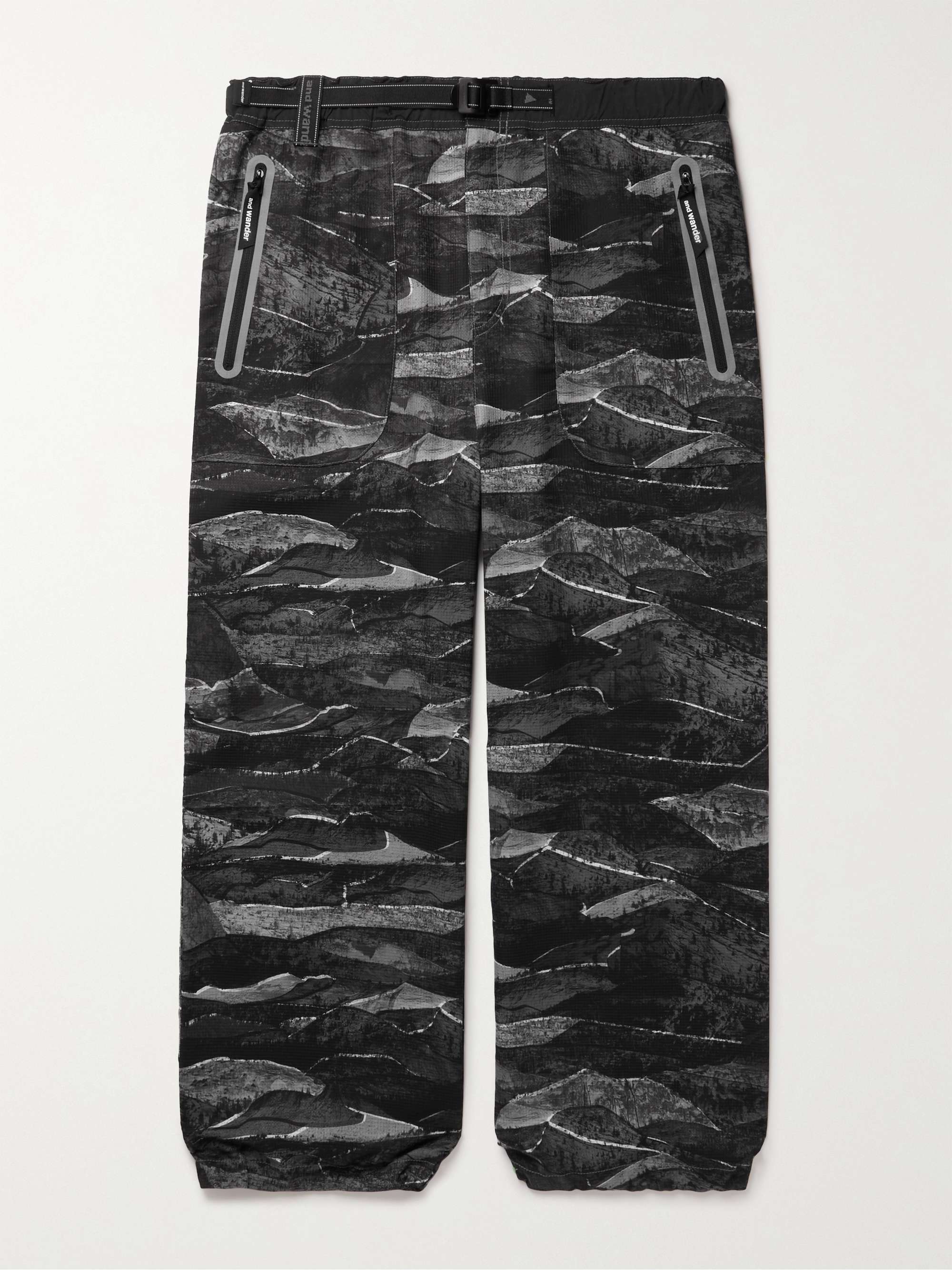 AND WANDER Belted Printed Woven Trousers