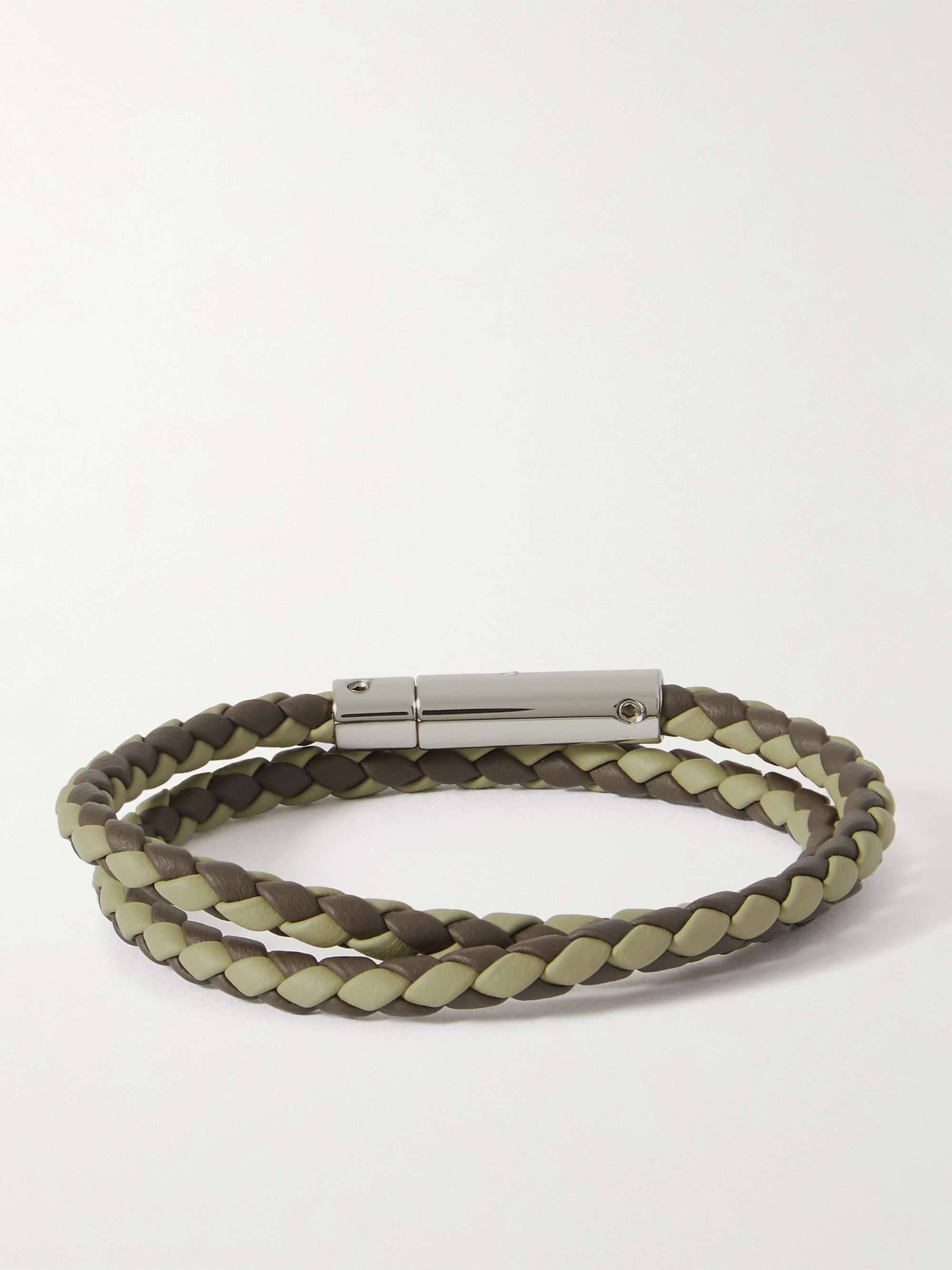TOD'S Woven Leather and Silver-Tone Wrap Bracelet