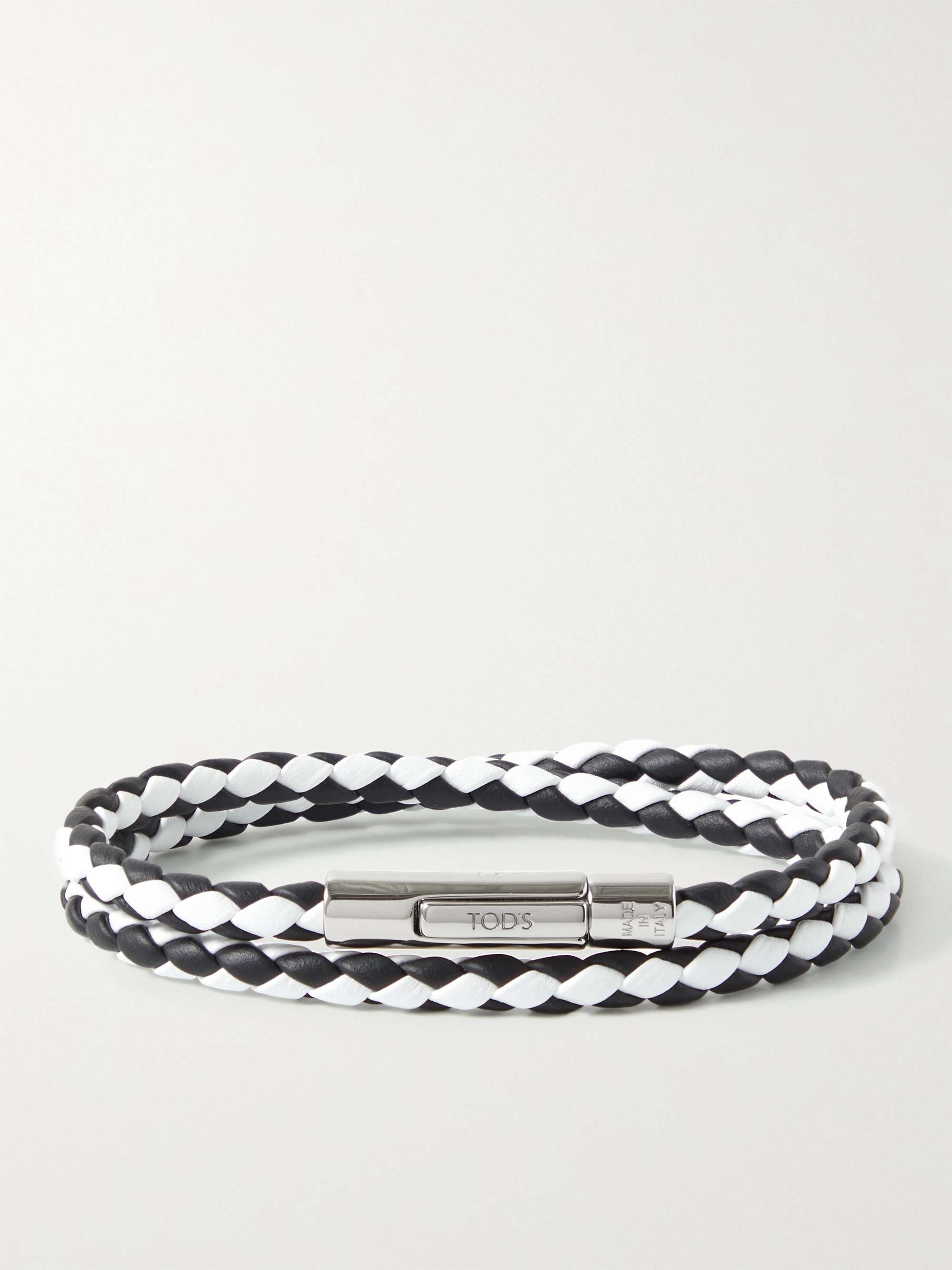 TOD'S MyColors 2 Woven Leather and Silver-Tone Wrap Bracelet