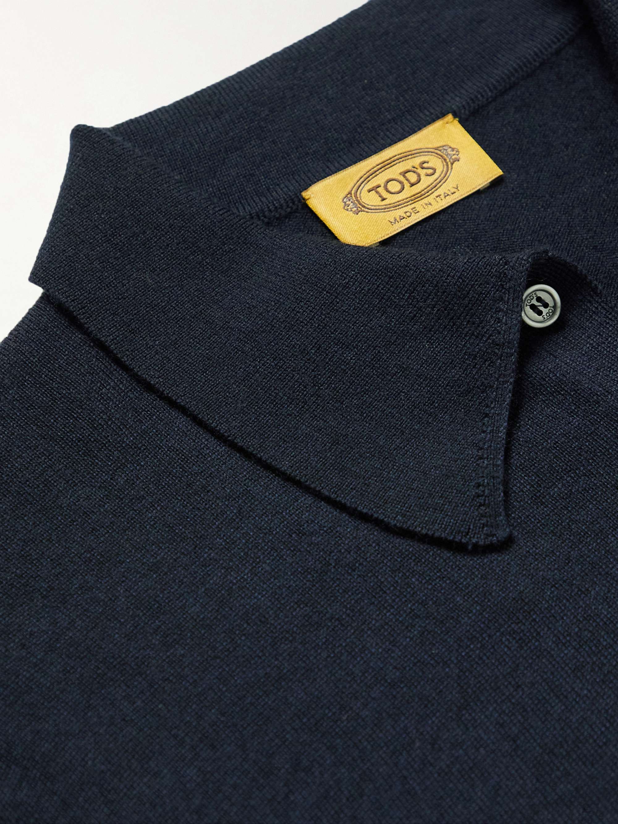 TOD'S Logo-Embroidered Merino Wool Polo Shirt