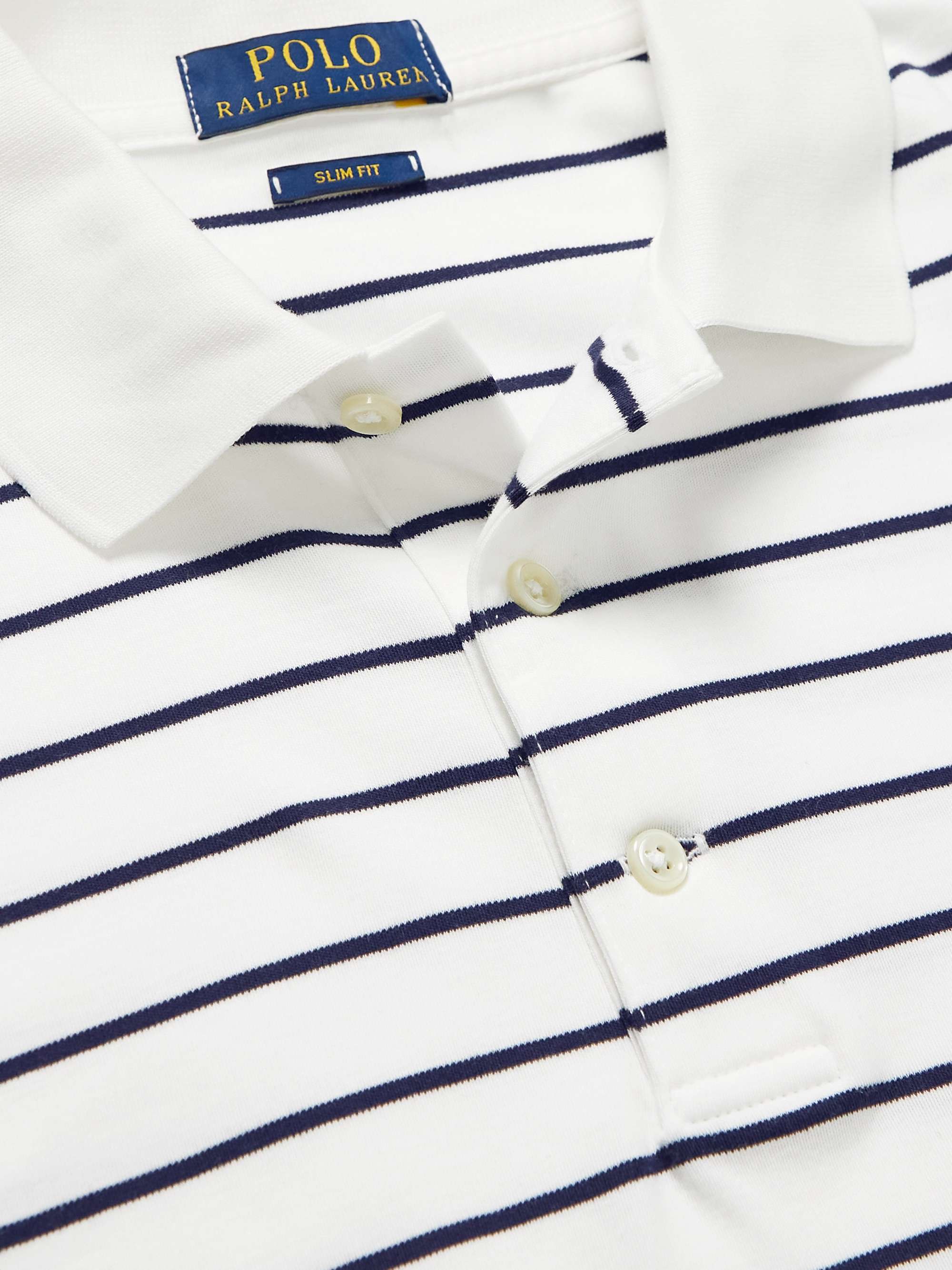 POLO RALPH LAUREN Logo-Embroidered Striped Pima Cotton Polo Shirt