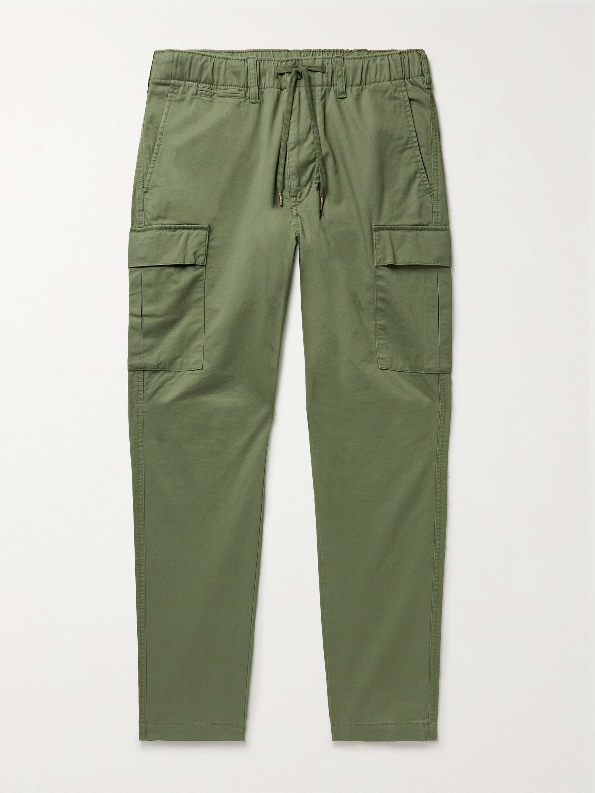 POLO RALPH LAUREN Tapered Stretch-Cotton Twill Drawstring Cargo Trousers,Army green