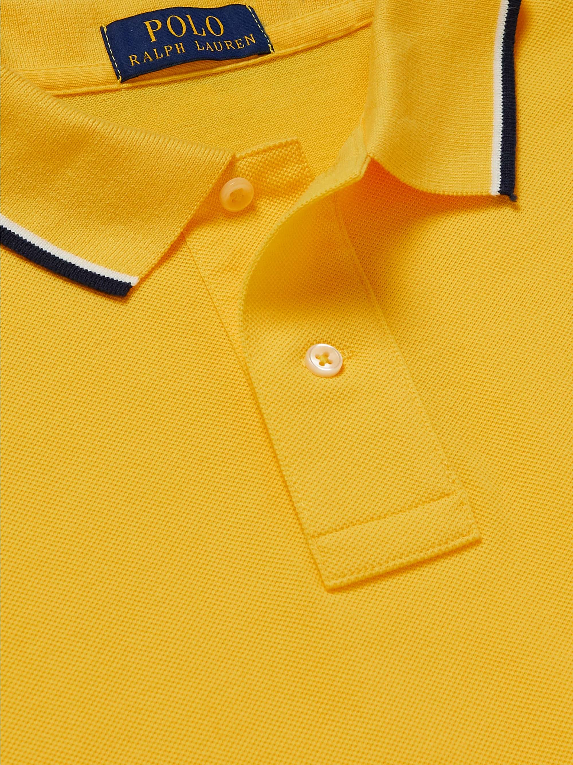 POLO RALPH LAUREN Contrast-Tipped Cotton-Piqué Polo Shirt