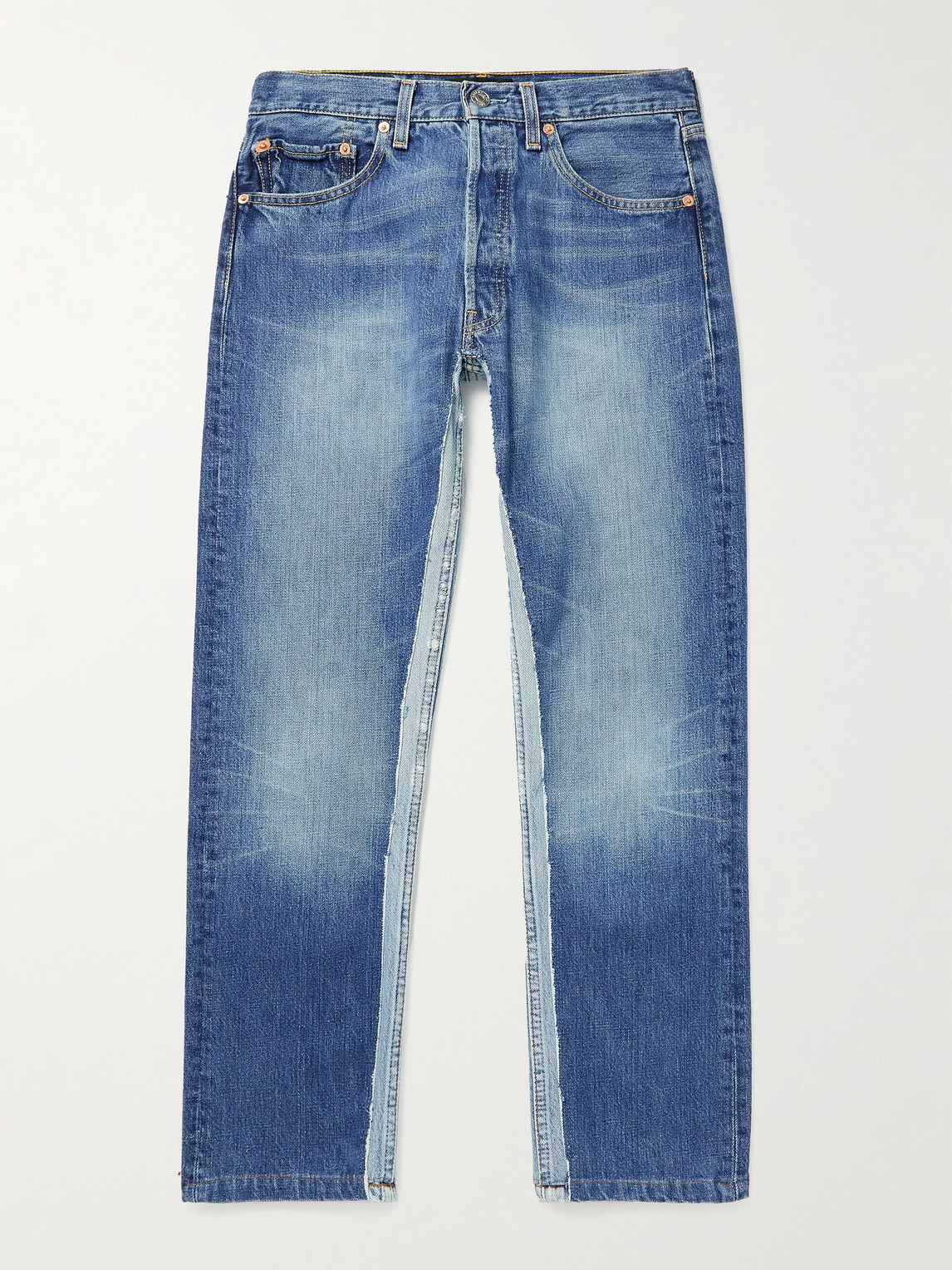 Balenciaga Slim-fit Patchwork Two-tone Recycled Jeans In Blue