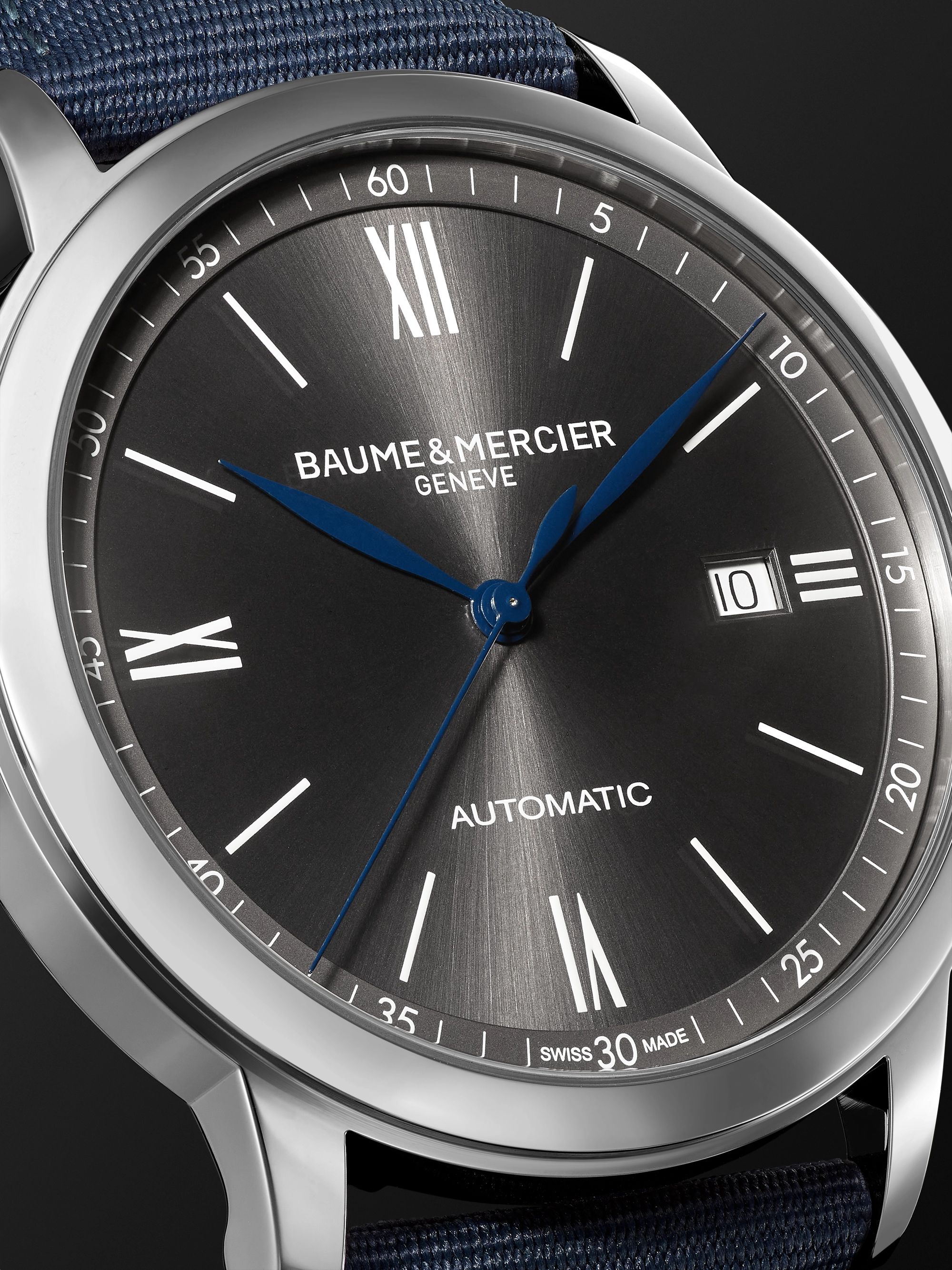 BAUME & MERCIER Classima Automatic 42mm Stainless Steel and Canvas Watch, Ref. No. M0A10608
