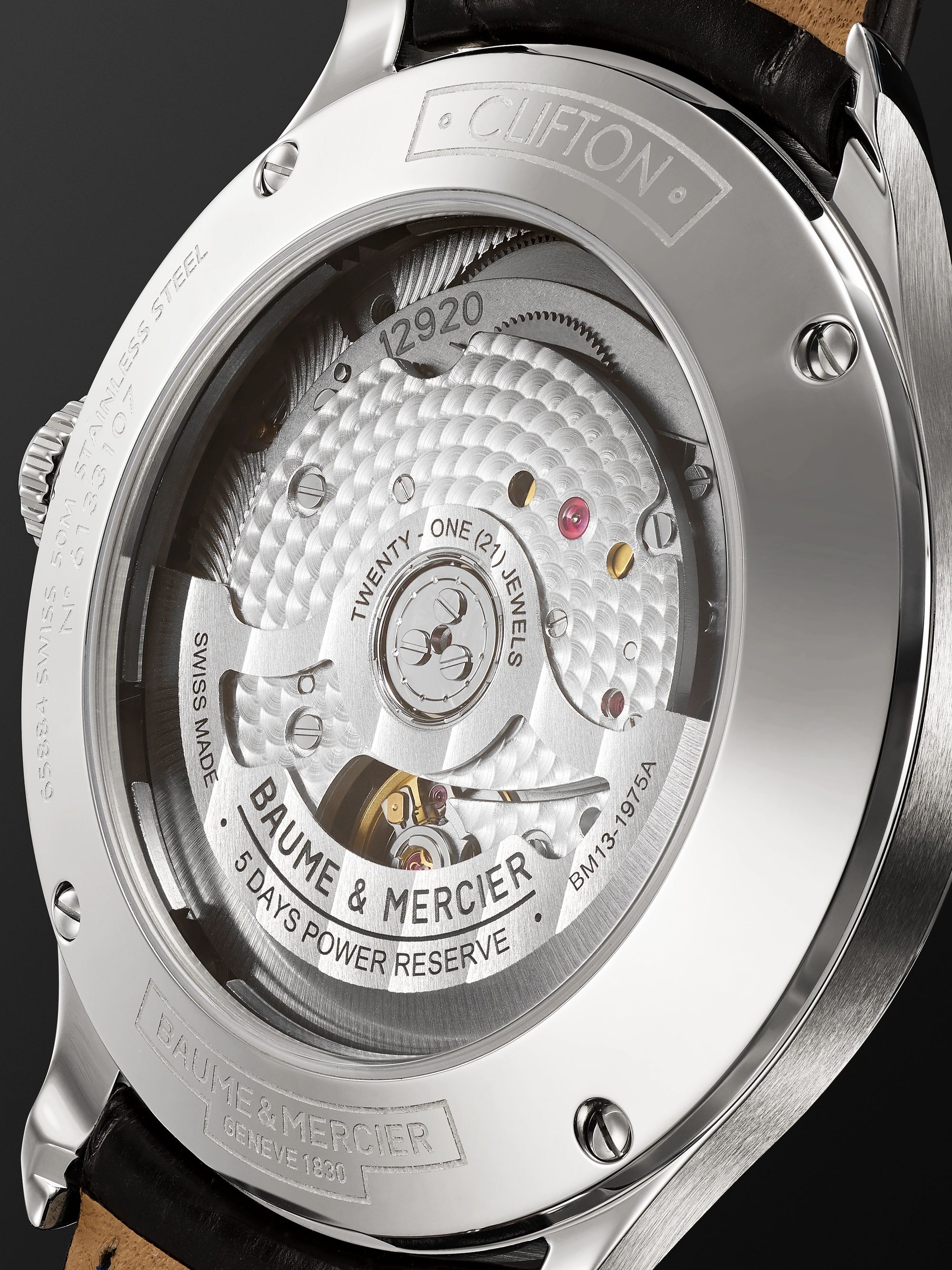 BAUME & MERCIER Clifton Baumatic Automatic Chronometer 40mm Stainless Steel and Alligator Watch, Ref. No. M0A10592
