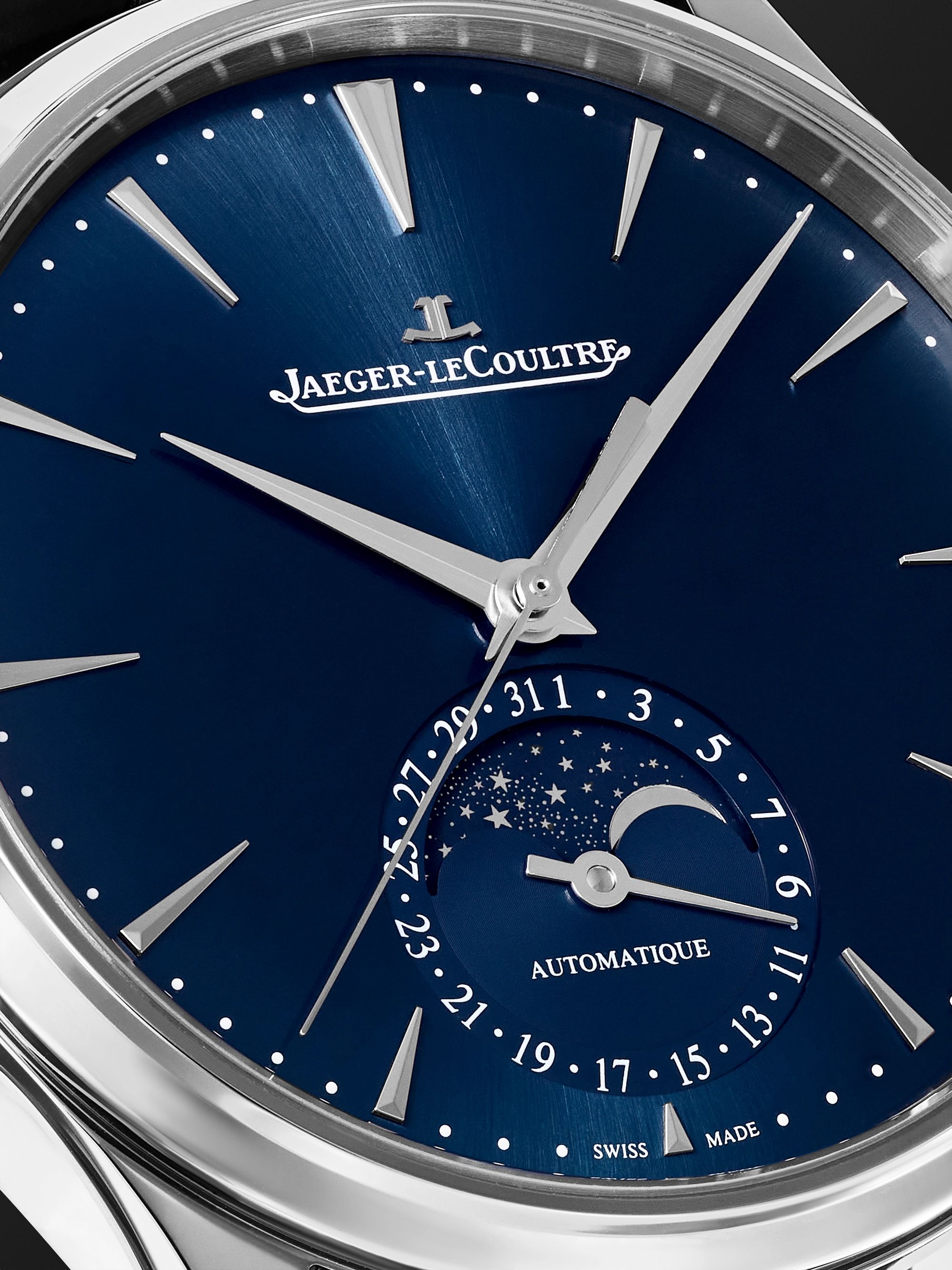 JAEGER-LECOULTRE Master Ultra Thin Moon Automatic 39mm Stainless Steel and Alligator Watch, Ref. No. Q1368480