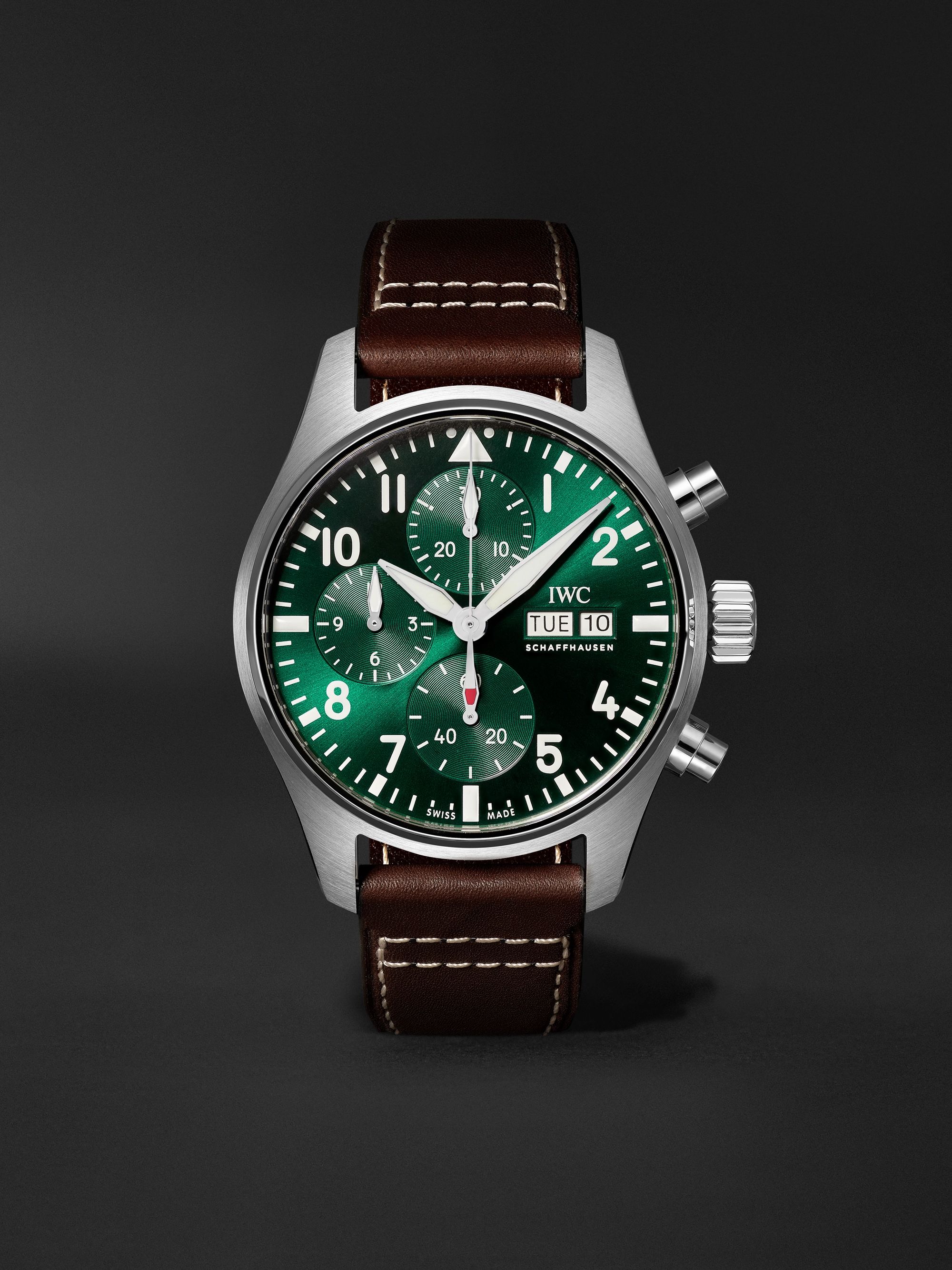 IWC SCHAFFHAUSEN Pilot's Watch Automatic Chronograph 41mm Stainless Steel and Leather Watch, Ref. No. 	IW388101