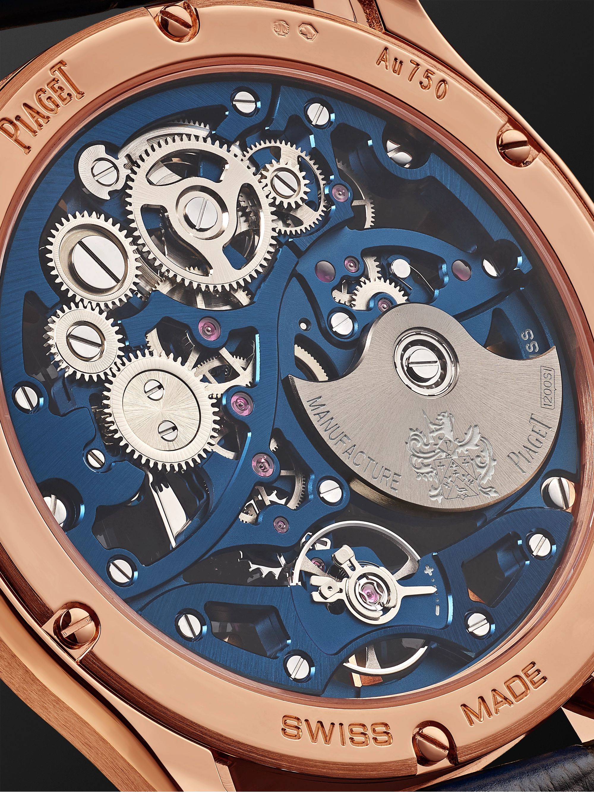 PIAGET Polo Skeleton Automatic 42mm 18-Karat Pink Gold and Alligator Watch, Ref. No. G0A46009