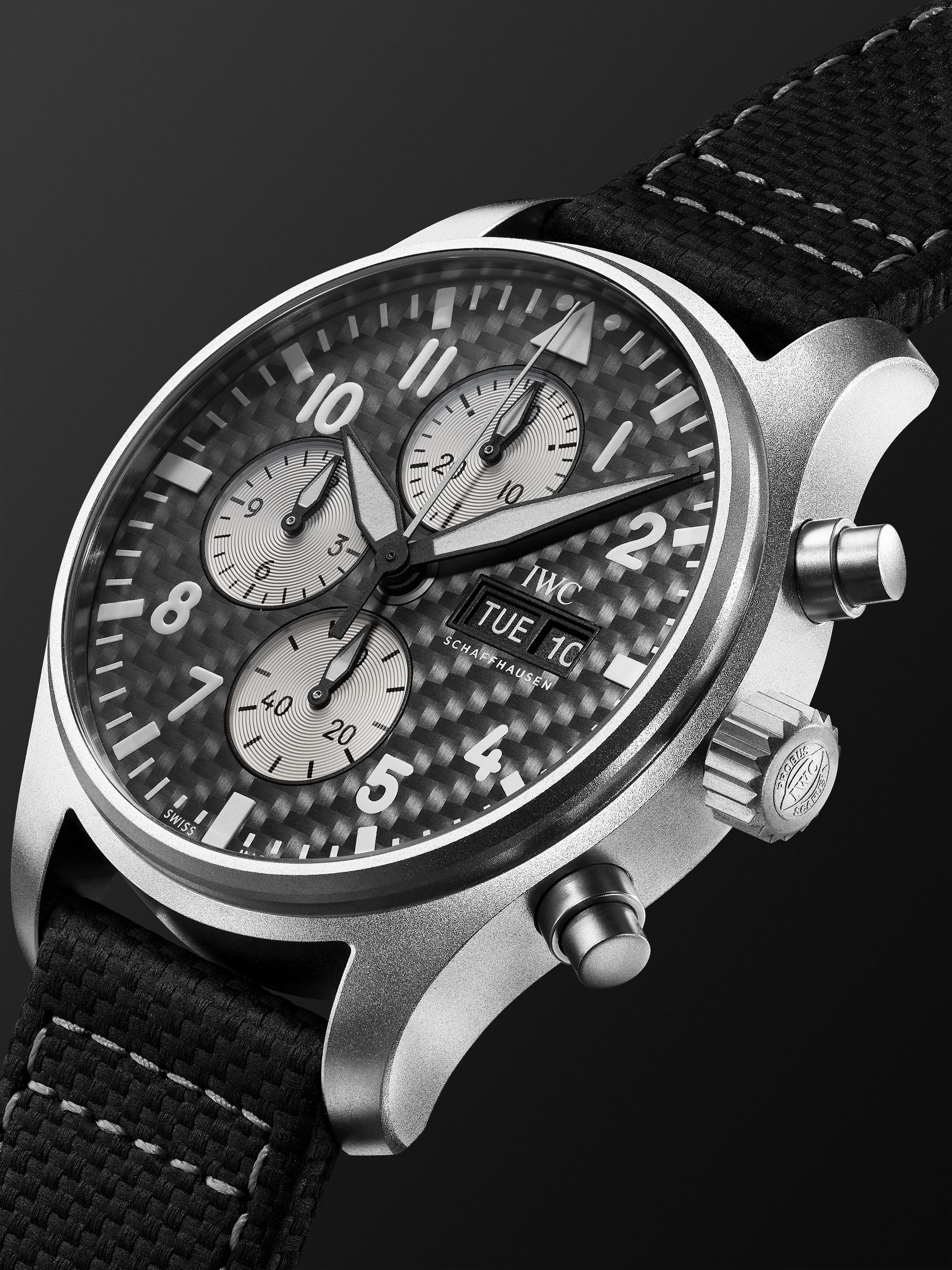 IWC SCHAFFHAUSEN Pilot's Limited Edition AMG Automatic Chronograph 43mm Titanium and Leather Watch, Ref. No. IW377903