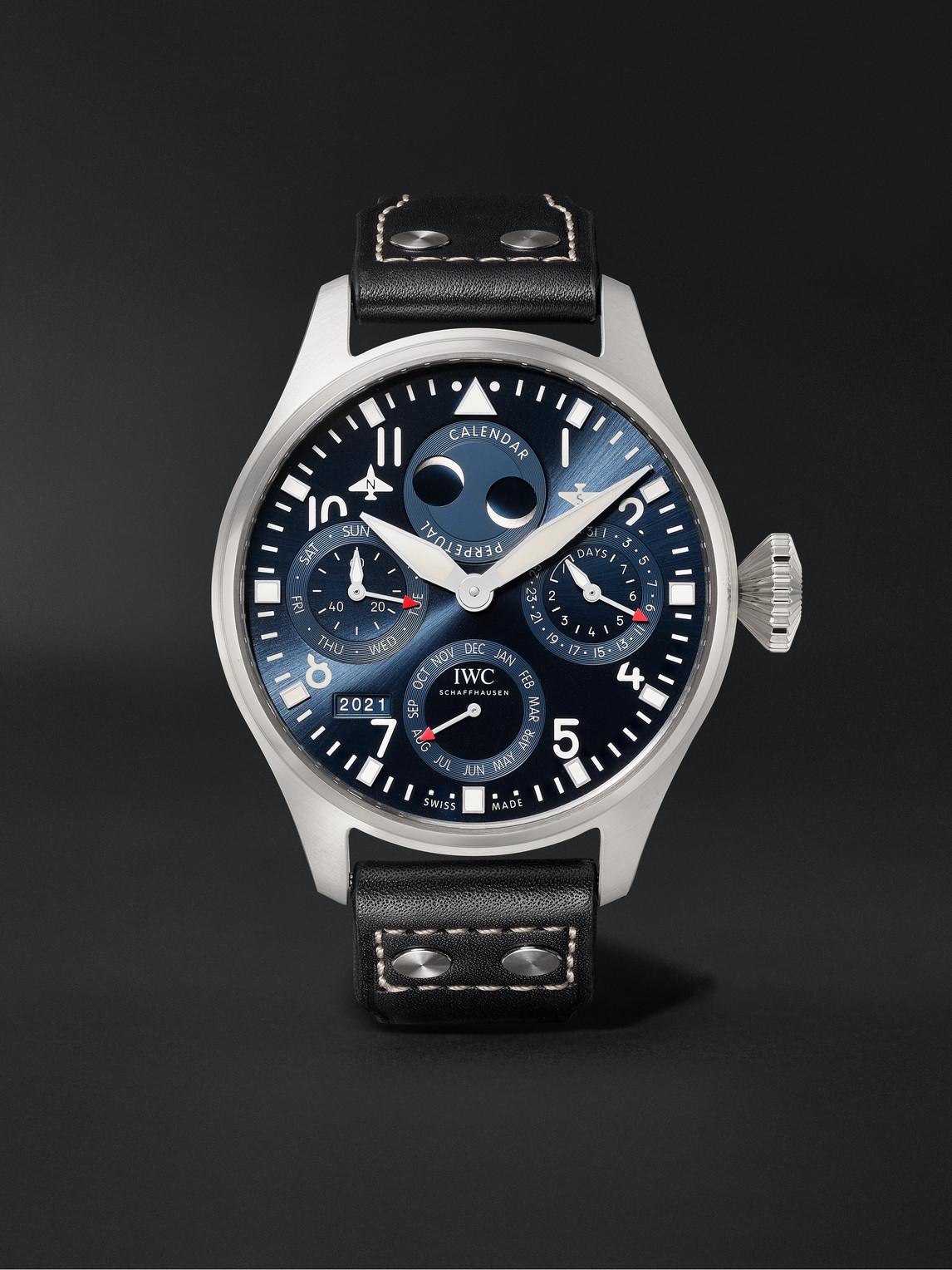 Big Pilot's Automatic Perpetual Calendar 46.2mm Stainless Steel and Leather Watch, Ref. No. IW503605
