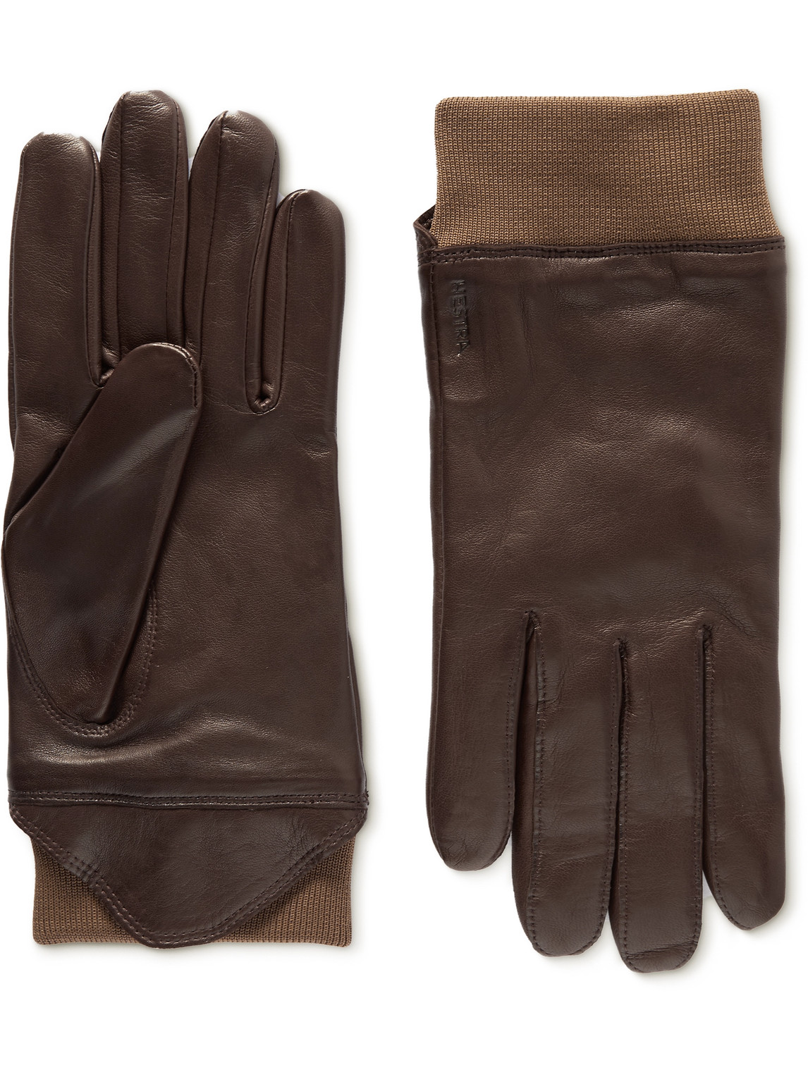Hestra Adrian Leather And Wool-blend Gloves In Brown