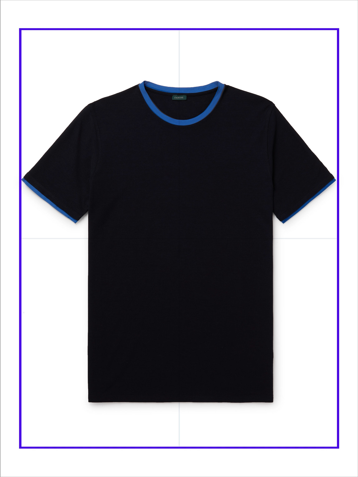 Incotex Contrast-tipped Ice Cotton-jersey T-shirt In Blue