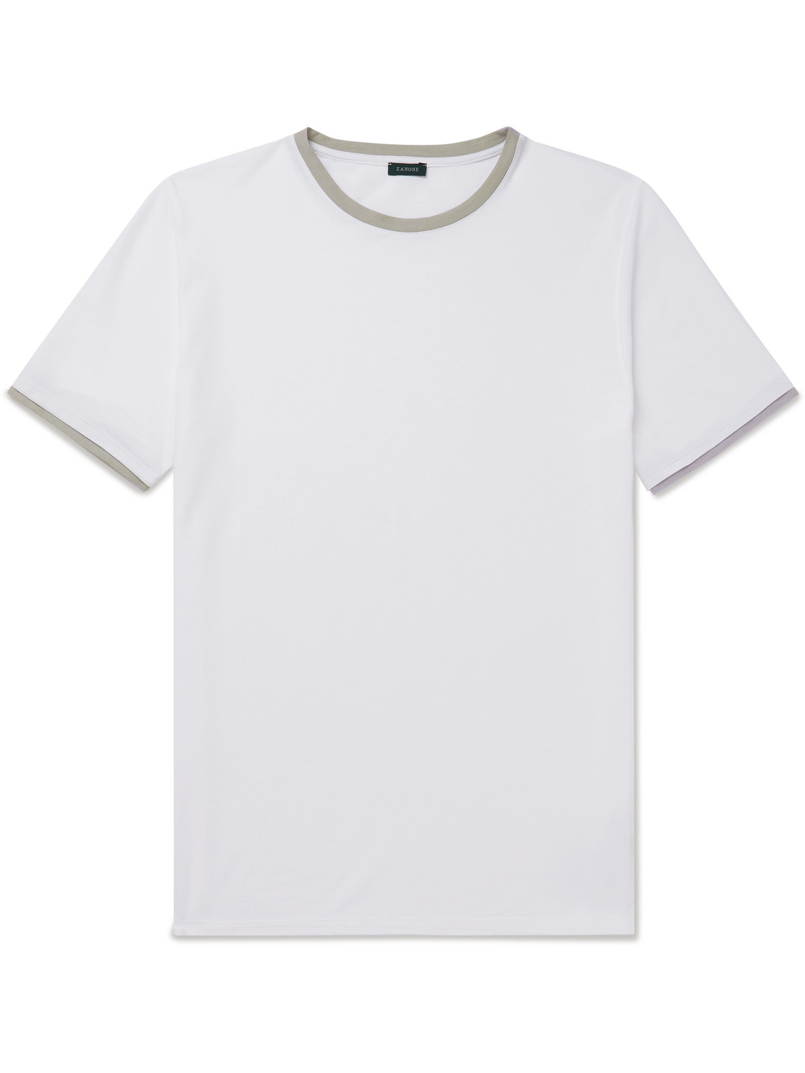 Incotex Contrast-tipped Ice Cotton-jersey T-shirt In White