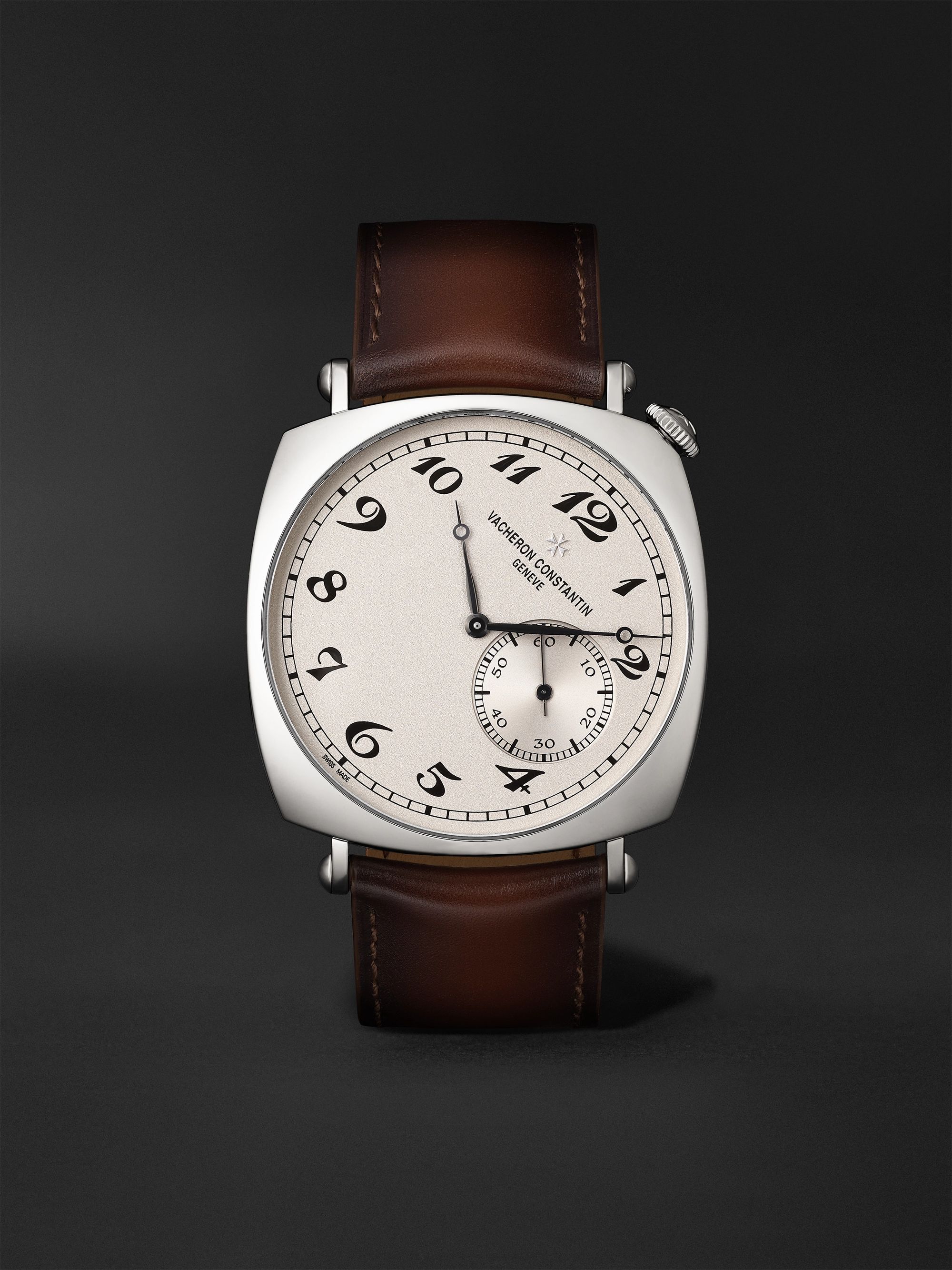 VACHERON CONSTANTIN Historiques American 1921 Hand-Wound 40mm 18-Karat White Gold and Leather Watch, Ref. No. 82035/000G-B735