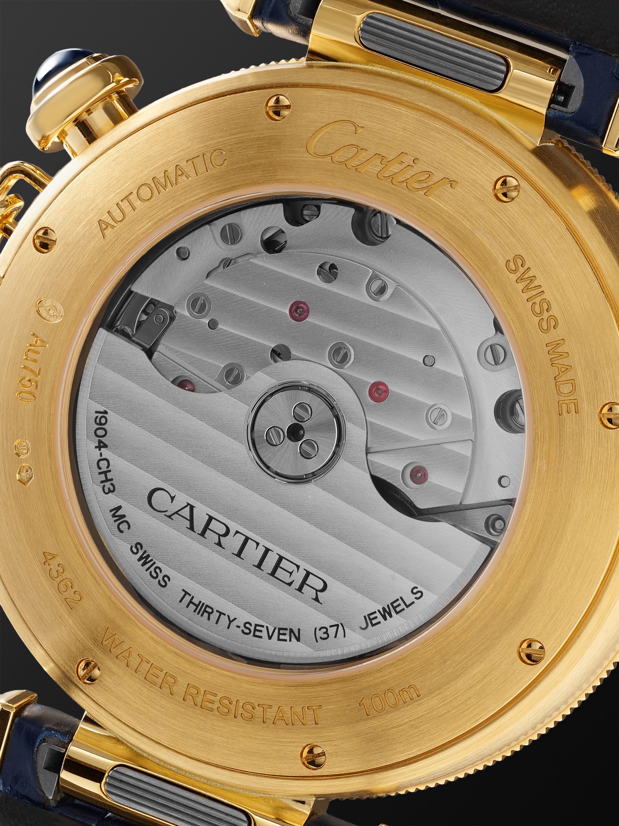 CARTIER Pasha de Cartier Automatic Chronograph 41mm 18-Karat Gold and Alligator Watch, Ref. No. WGPA0017