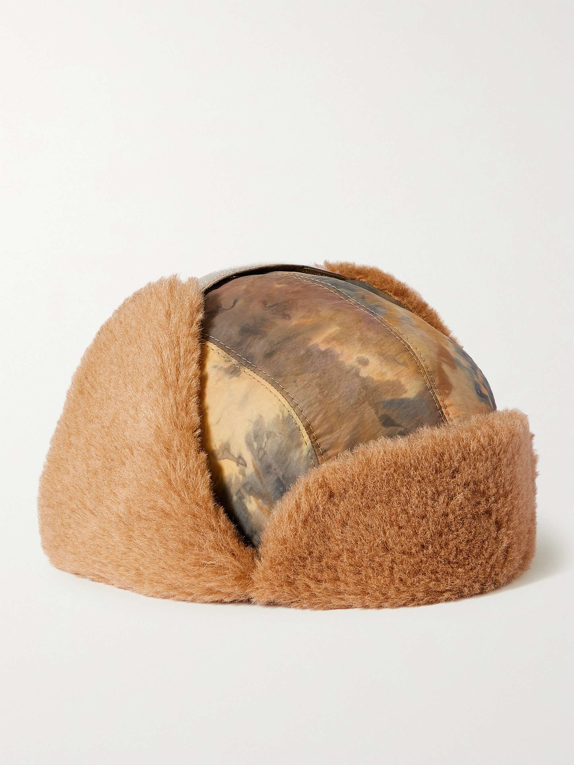 A KIND OF GUISE Khoni Camouflage-Print Recycled Nylon and Faux Shearling Trapper Hat