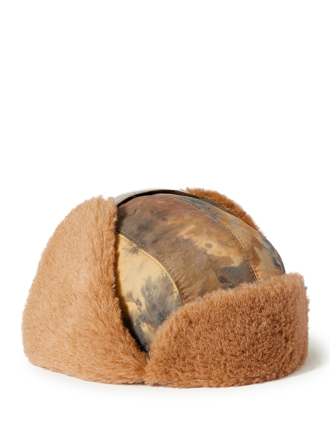 A Kind Of Guise Khoni Camouflage-print Recycled Nylon And Faux Shearling Trapper Hat In Multi