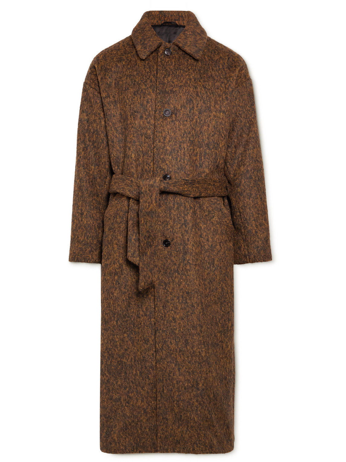 A Kind Of Guise Deniro Belted Virgin Wool-blend Coat In Brown