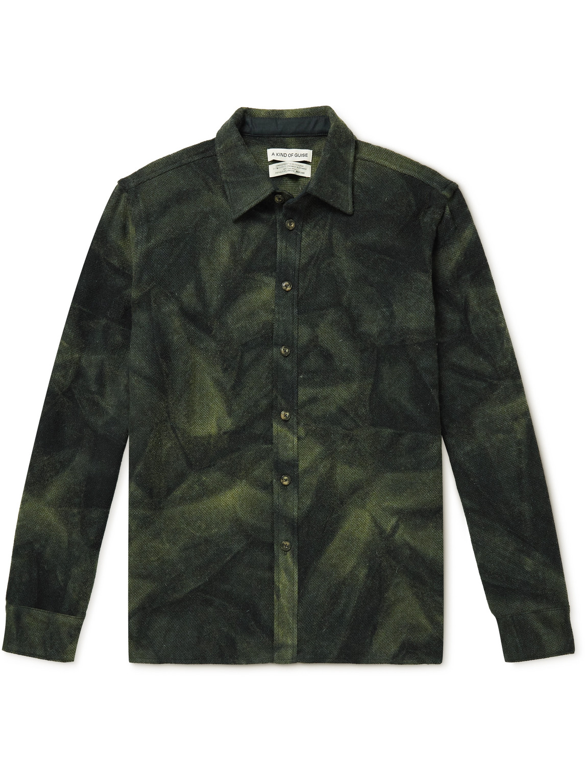 A Kind Of Guise Dullu Tie-dyed Virgin Wool-flannel Overshirt In Green