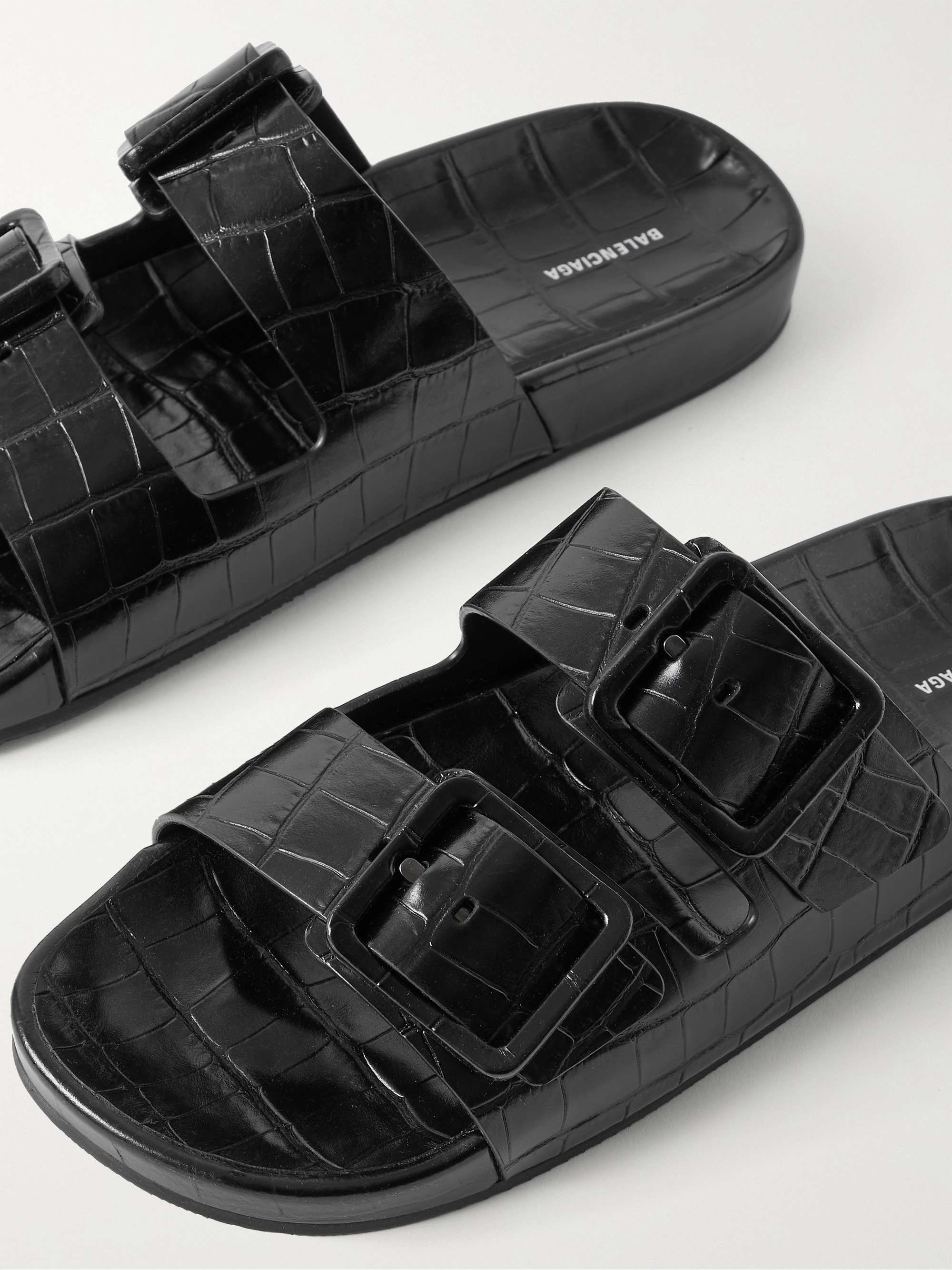 BALENCIAGA Mallorca Croc-Effect Leather Sandals
