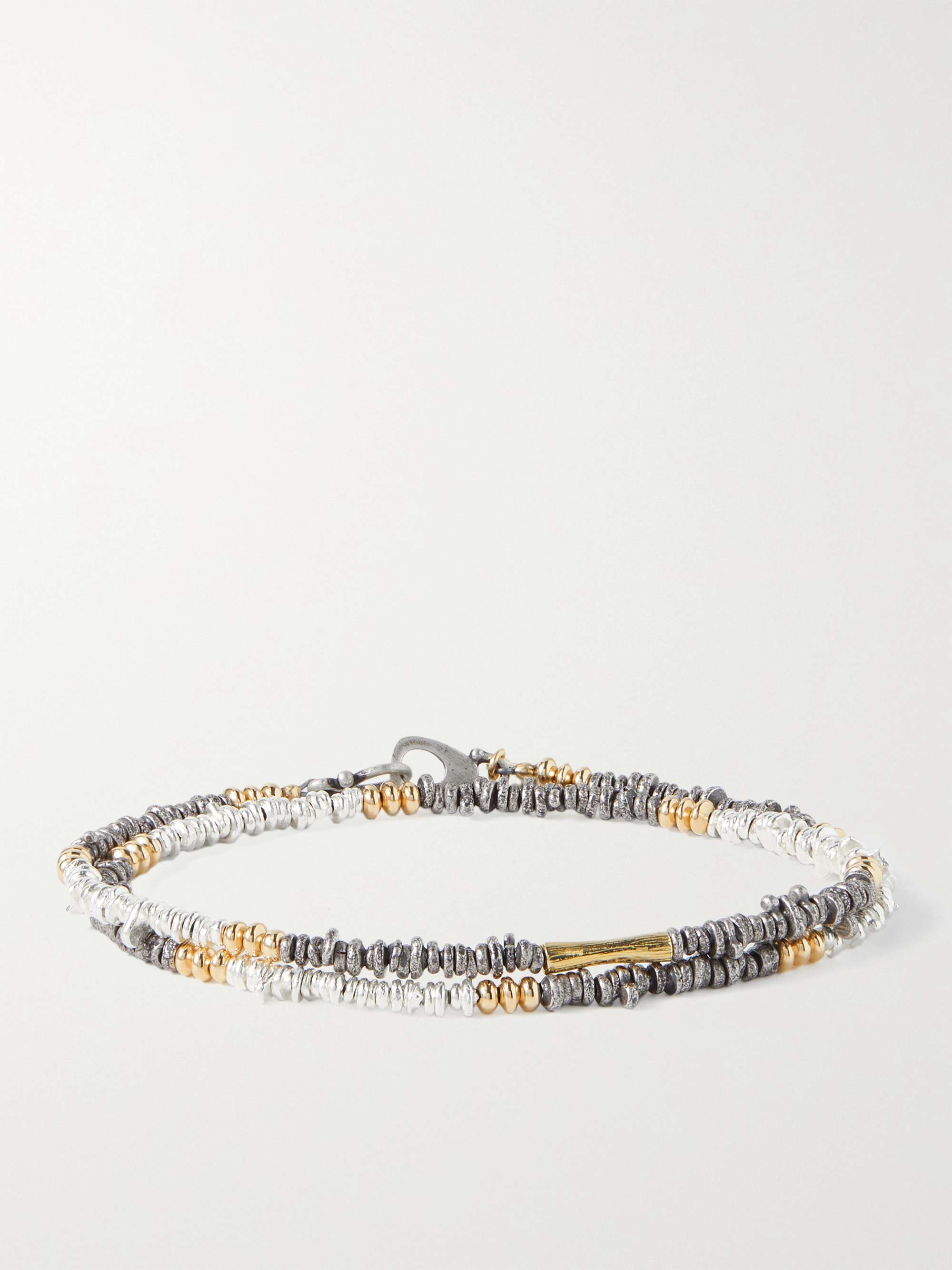 PEYOTE BIRD Counterpoint Sterling Silver and Gold-Filled Wrap Bracelet