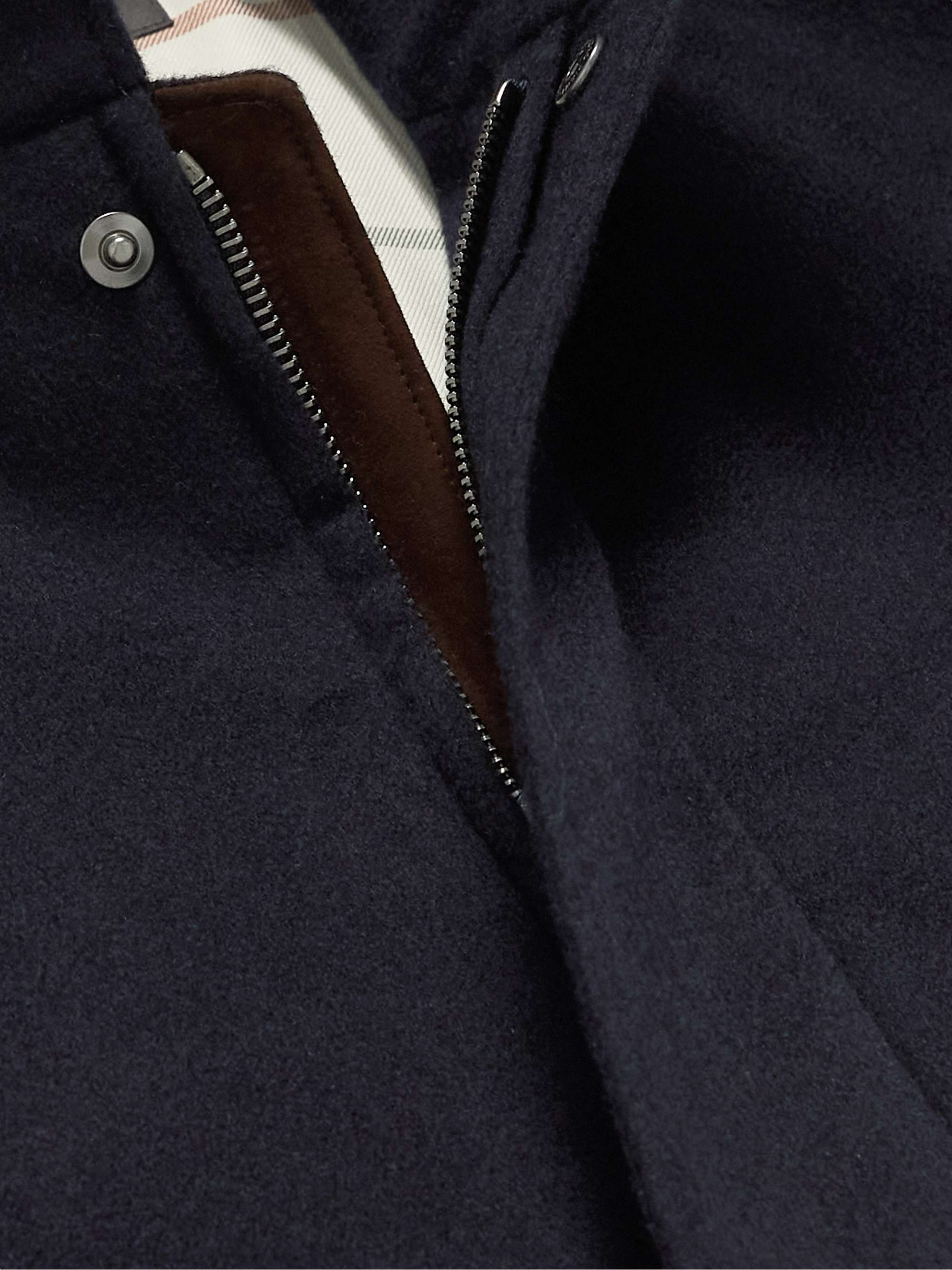 LORO PIANA Suede-Trimmed Brushed-Cashmere Gilet