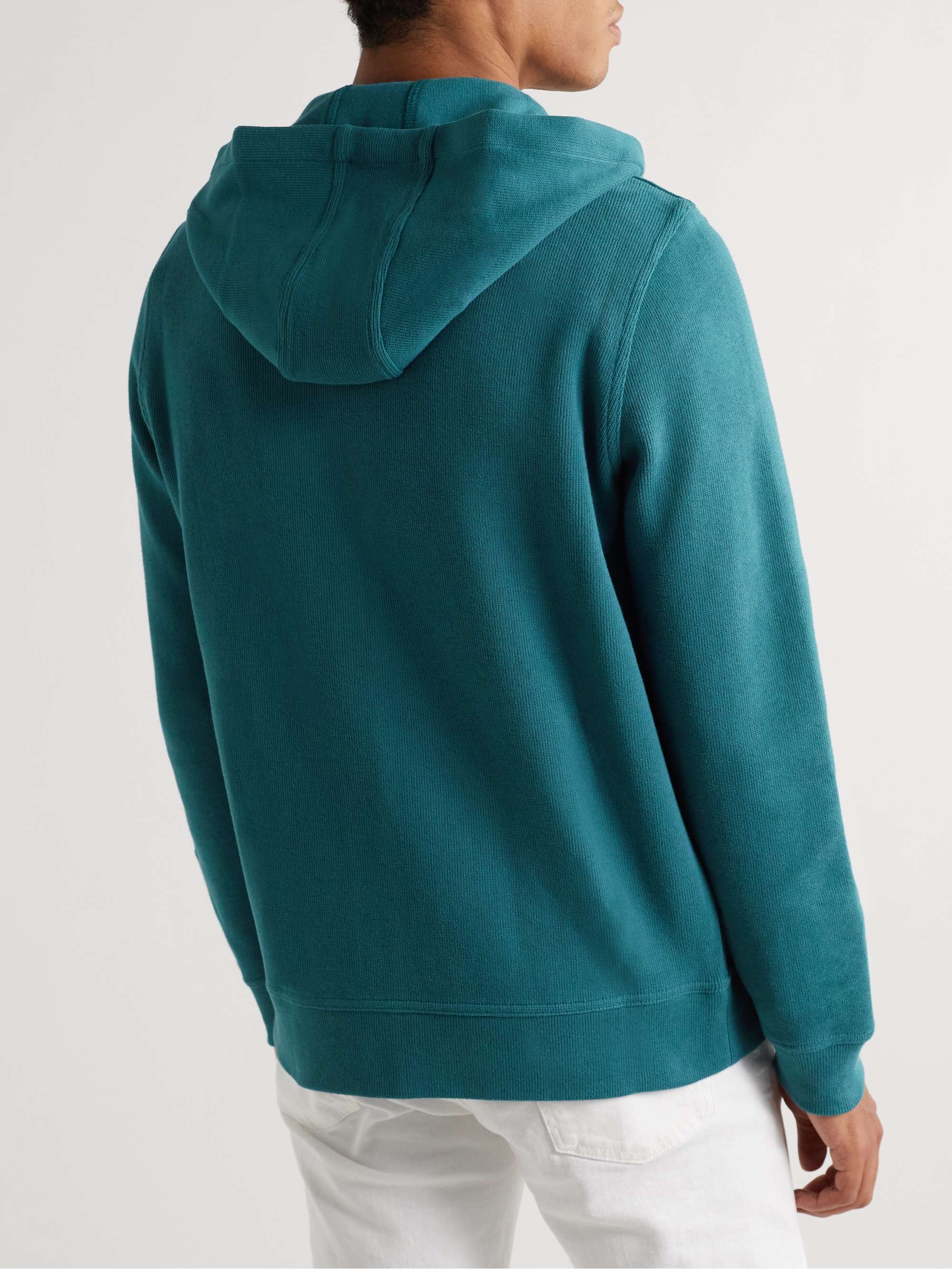 LORO PIANA Logo-Embroidered Cotton-Jersey Zip-Up Hoodie