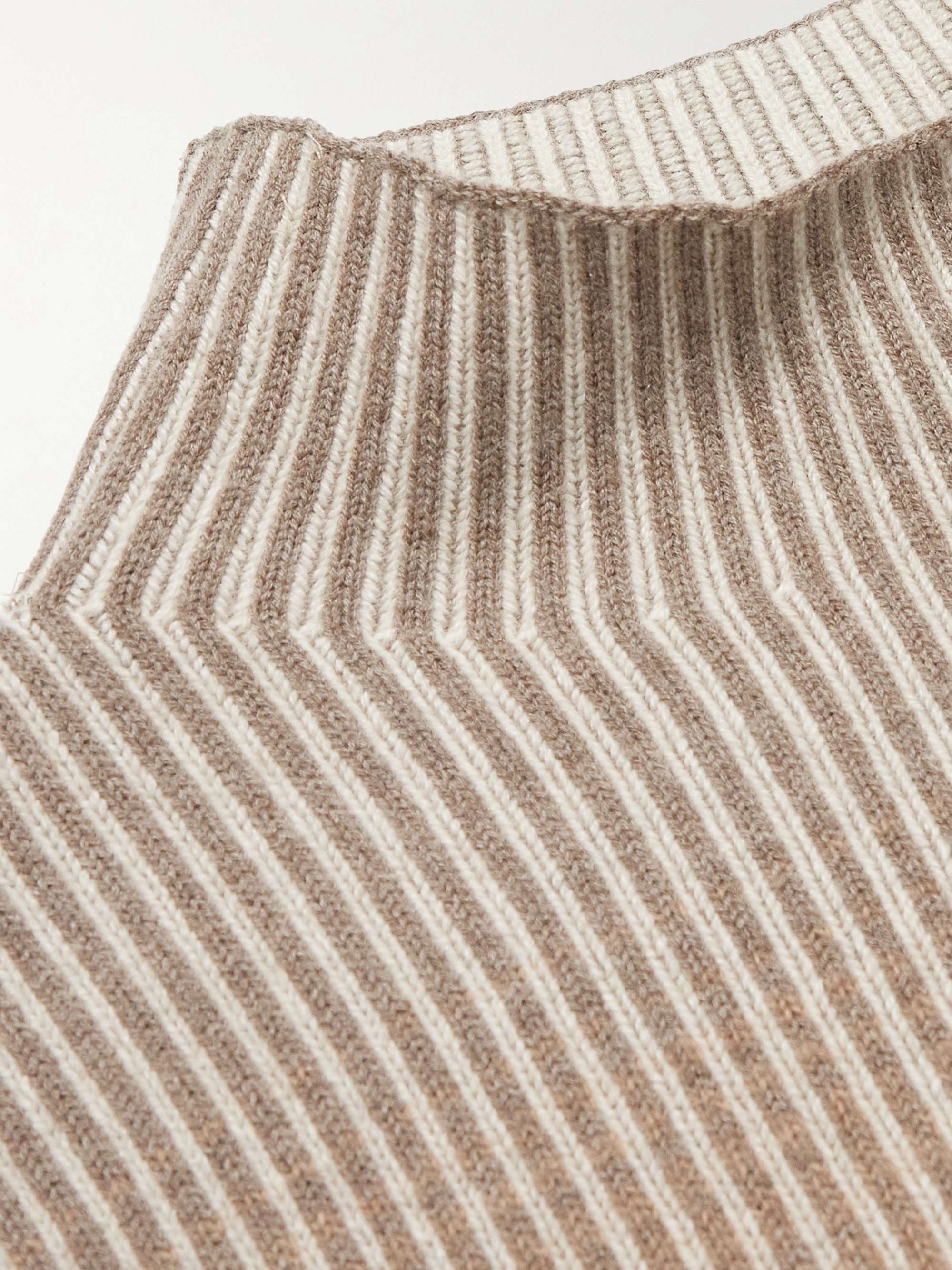 LORO PIANA Ribbed Virgin Wool Mock-Neck Sweater