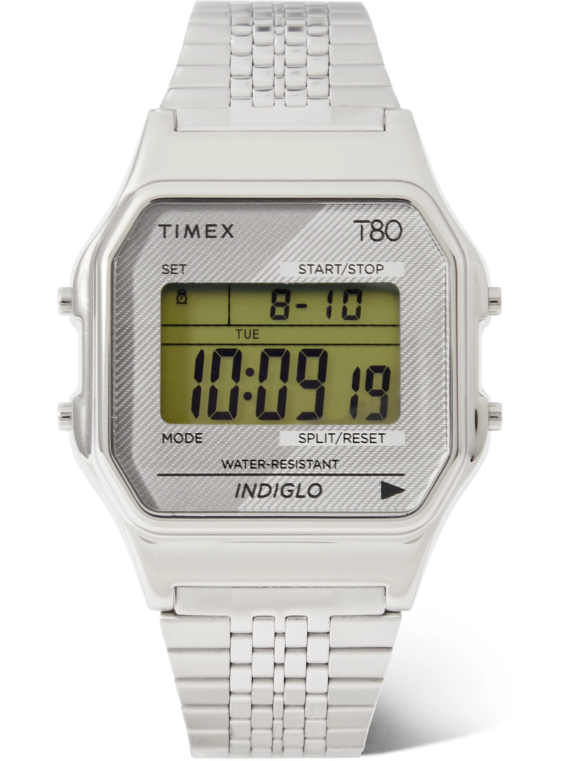 Timex - T80 34mm Stainless Steel Digital Watch - Men - Silver pour hommes