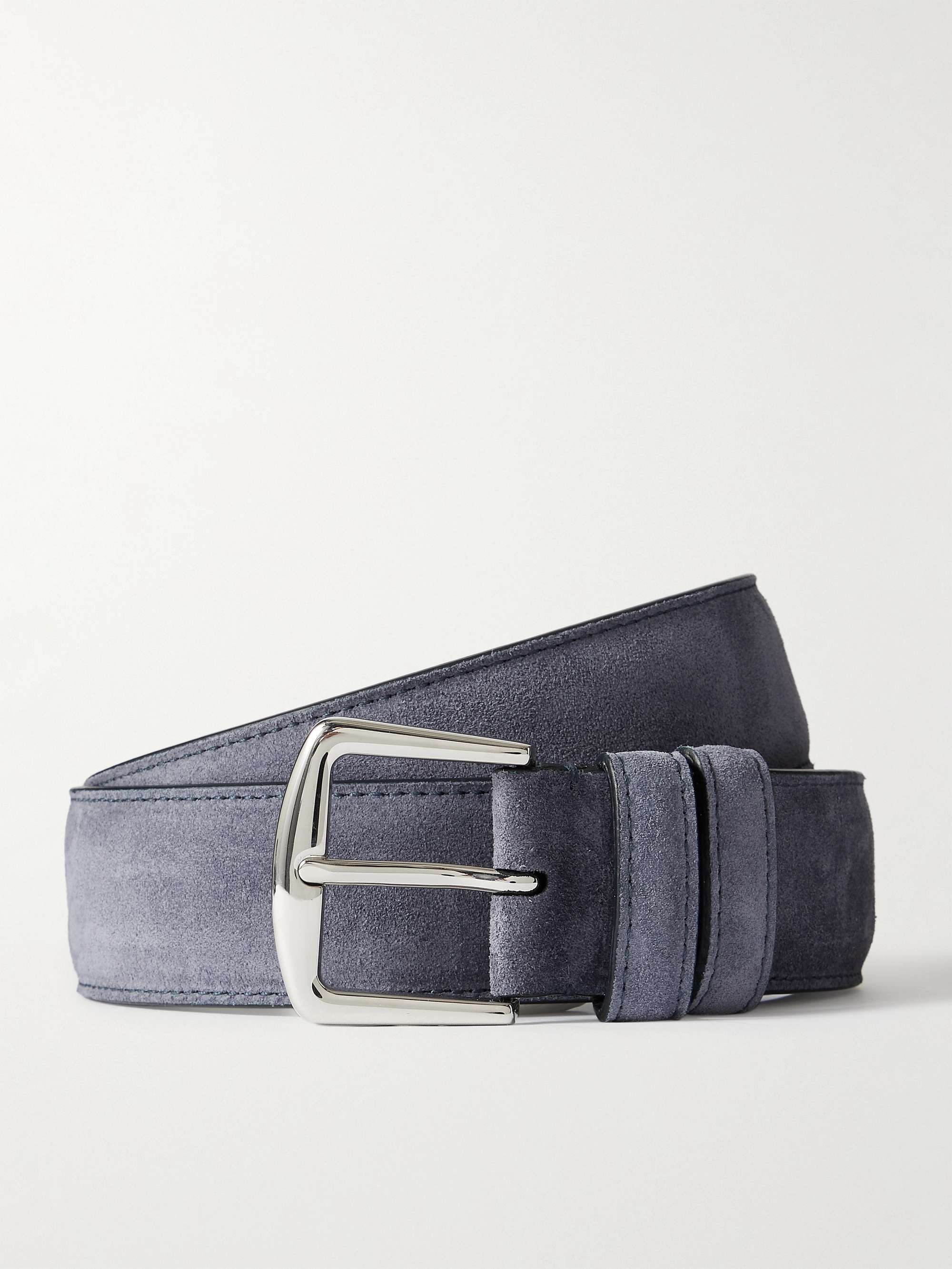 Mens Accessories Belts Loro Piana 3.5cm Midnight-blue Suede Belt for Men 