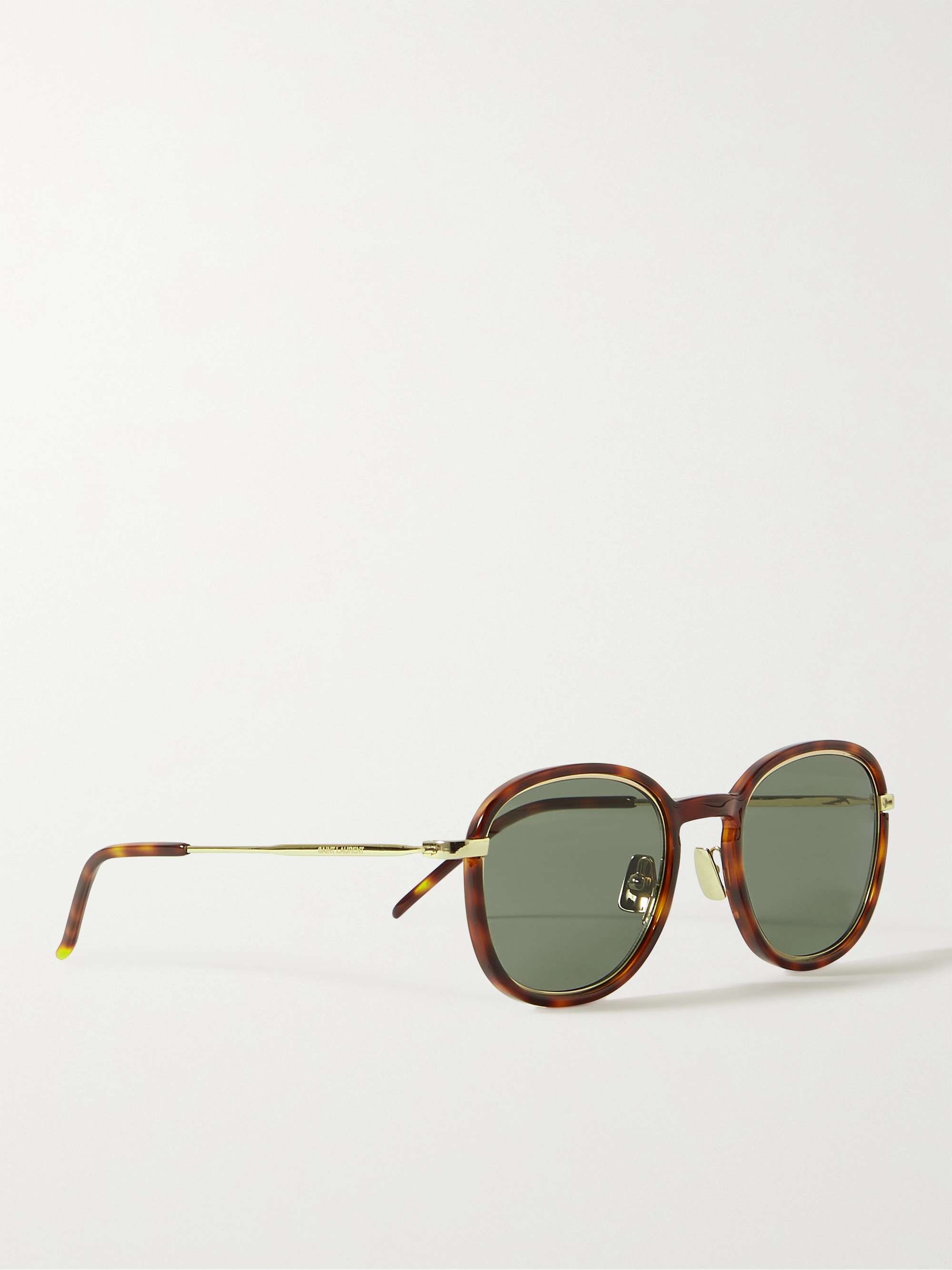 SAINT LAURENT EYEWEAR Round-Frame Tortoiseshell Acetate and Gold-Tone Sunglasses