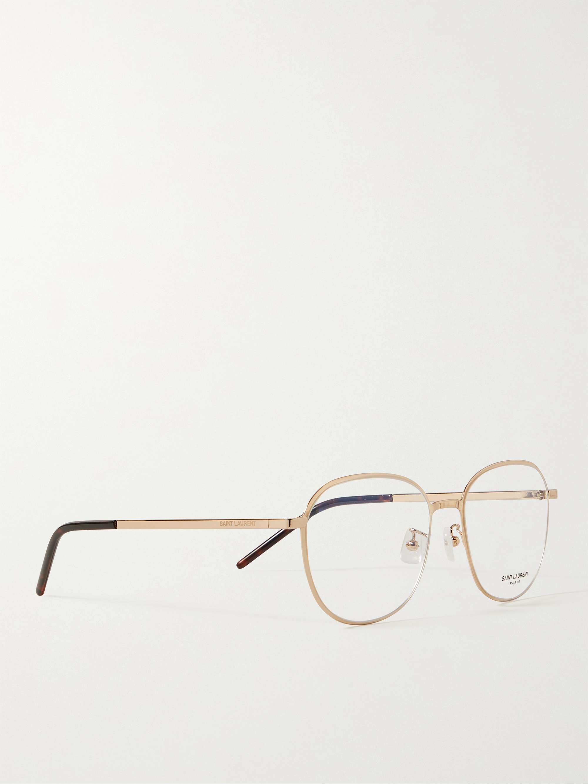 SAINT LAURENT EYEWEAR Round-Frame Gold-Tone Optical Glasses