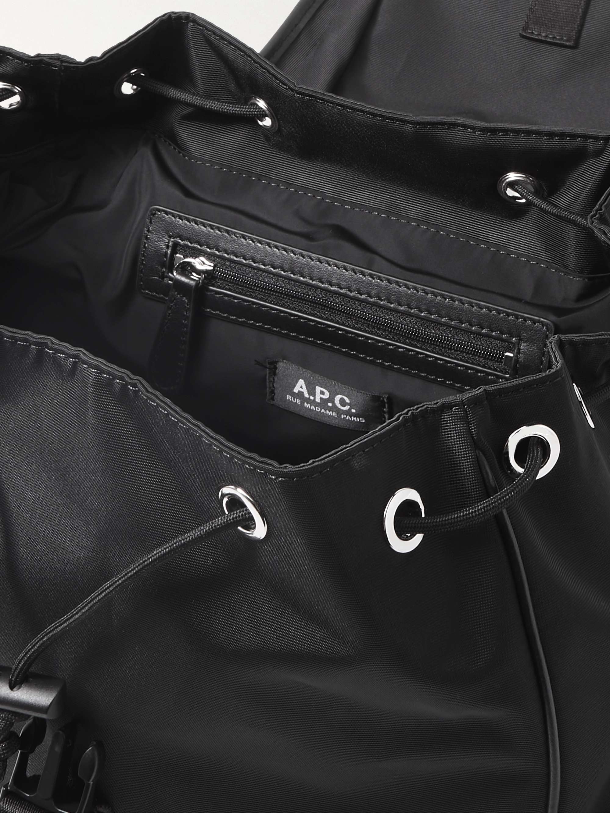 A.P.C. Logo-Detailed Leather-Trimmed Ottoman Backpack